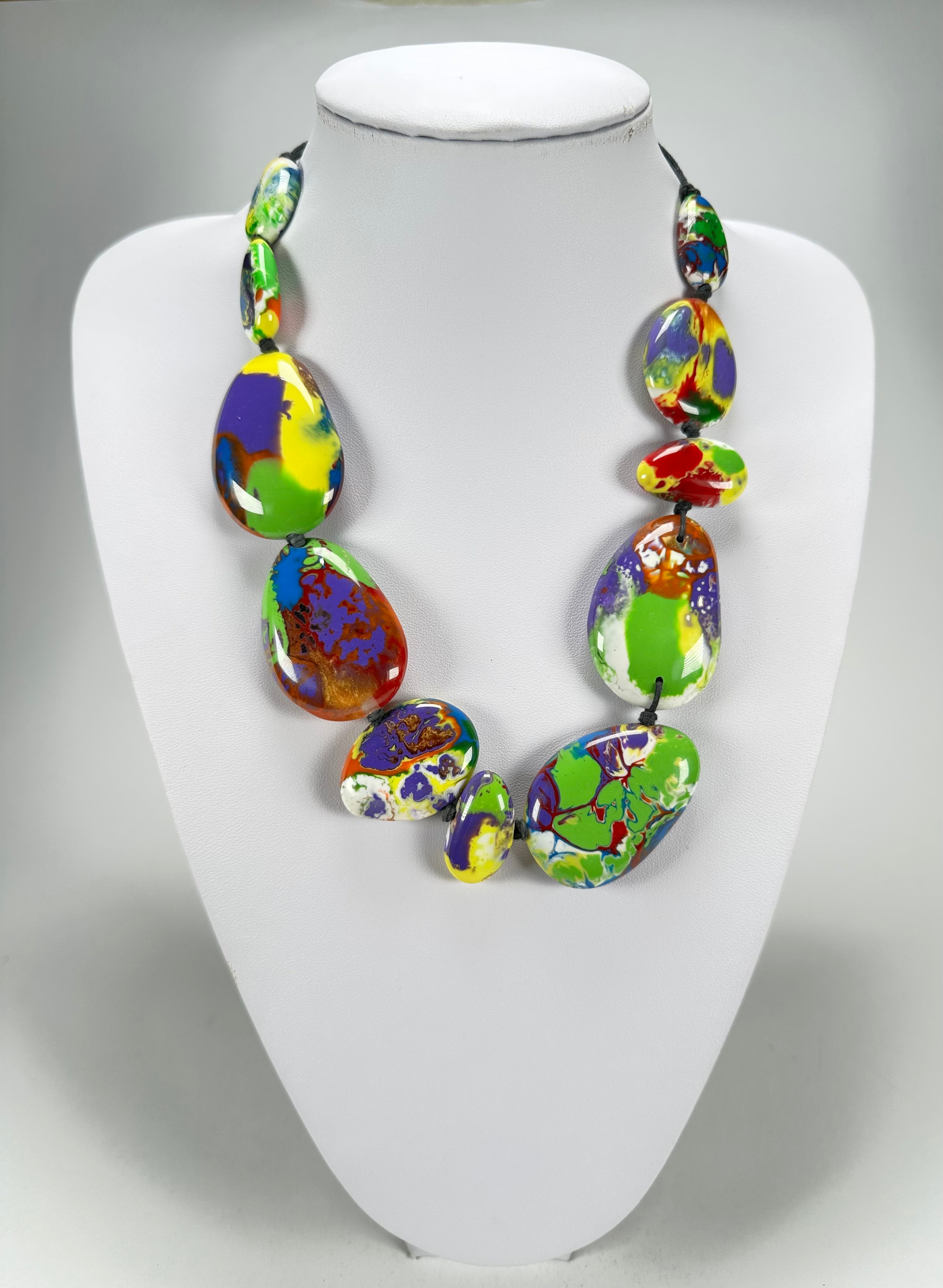 Sobral - Multi-Colour "Lisi Efeitos" Pollock Resin Necklace ( 004578 )