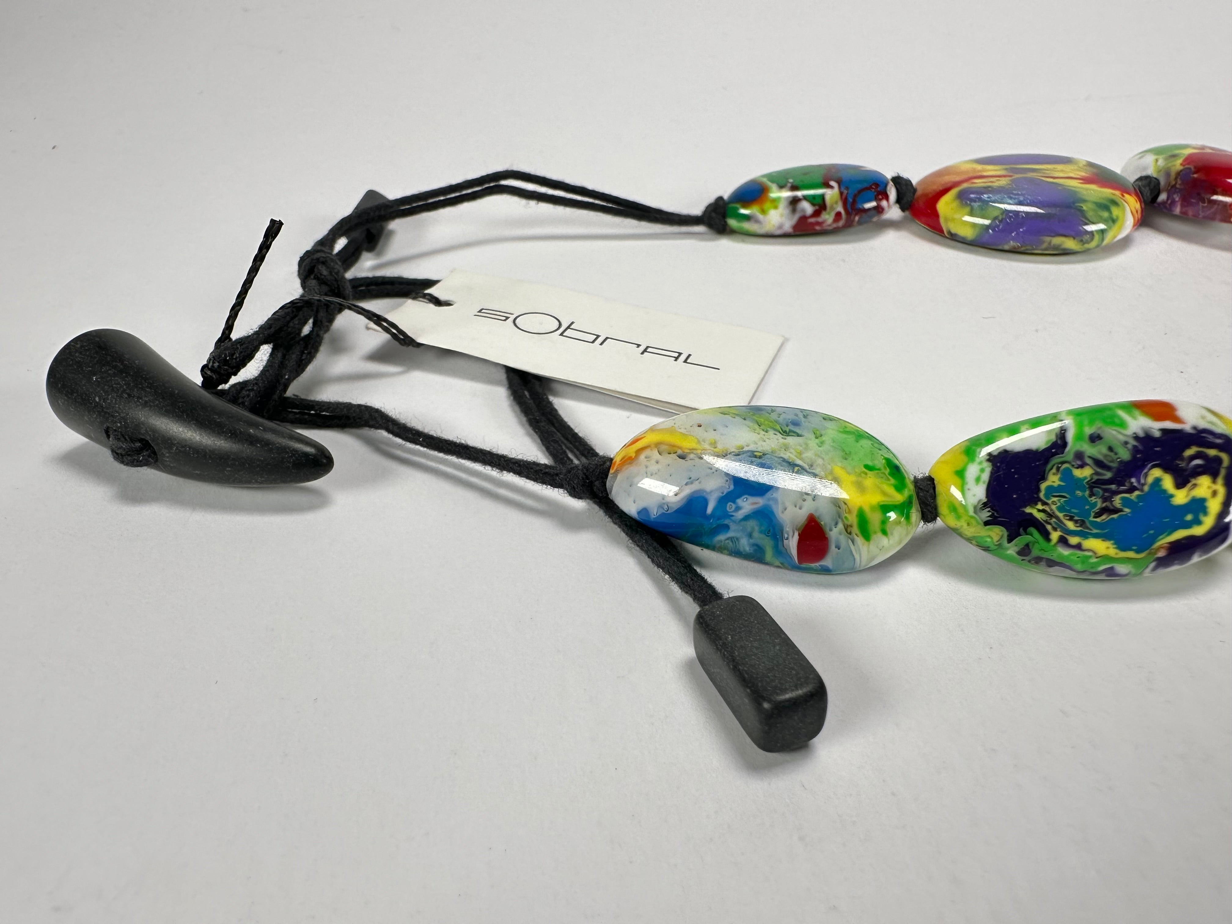 Sobral - Multi-Colour "Lisi Efeitos" Pollock Resin Necklace ( 004578 )
