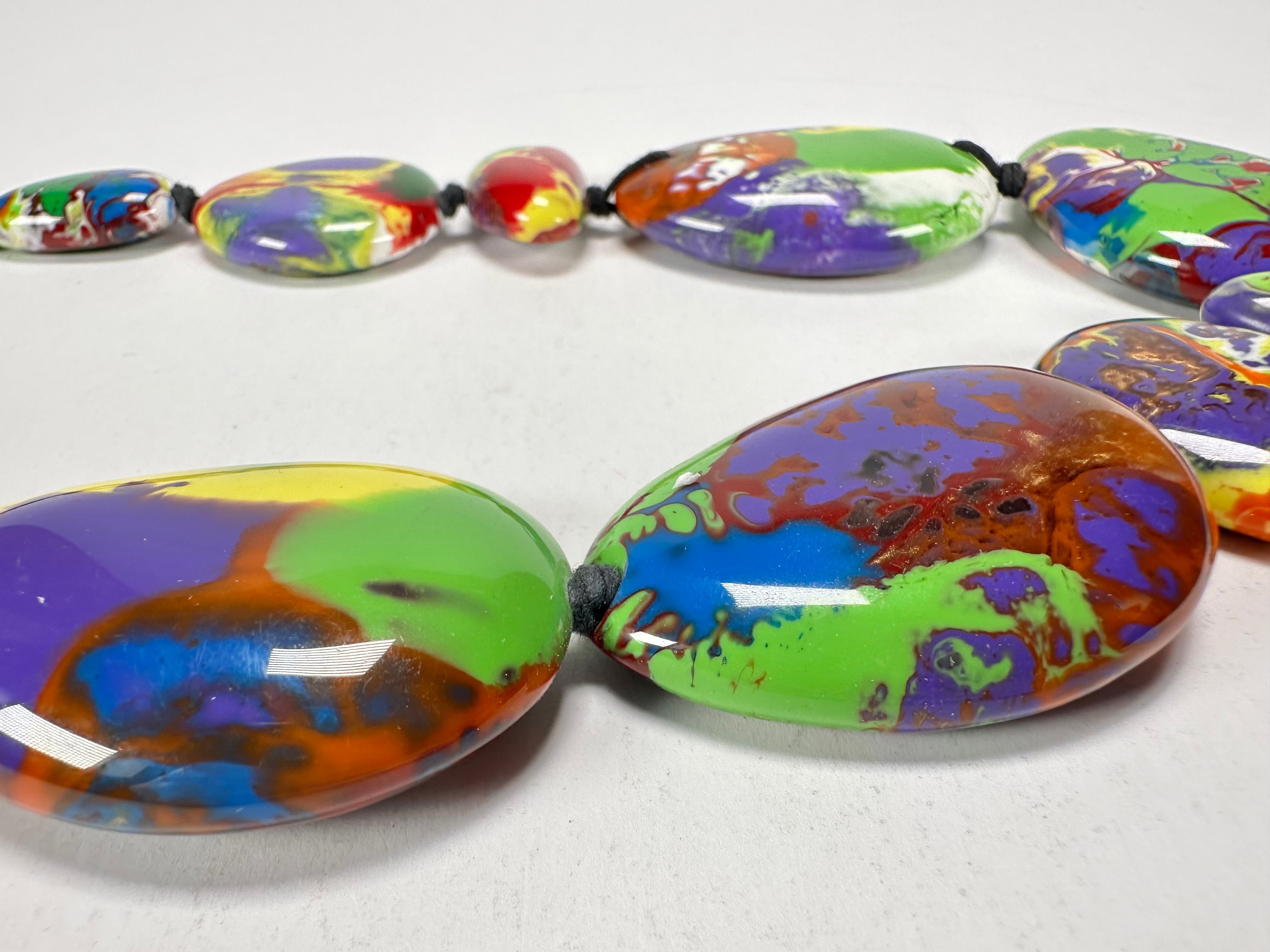Sobral - Multi-Colour "Lisi Efeitos" Pollock Resin Necklace ( 004578 )