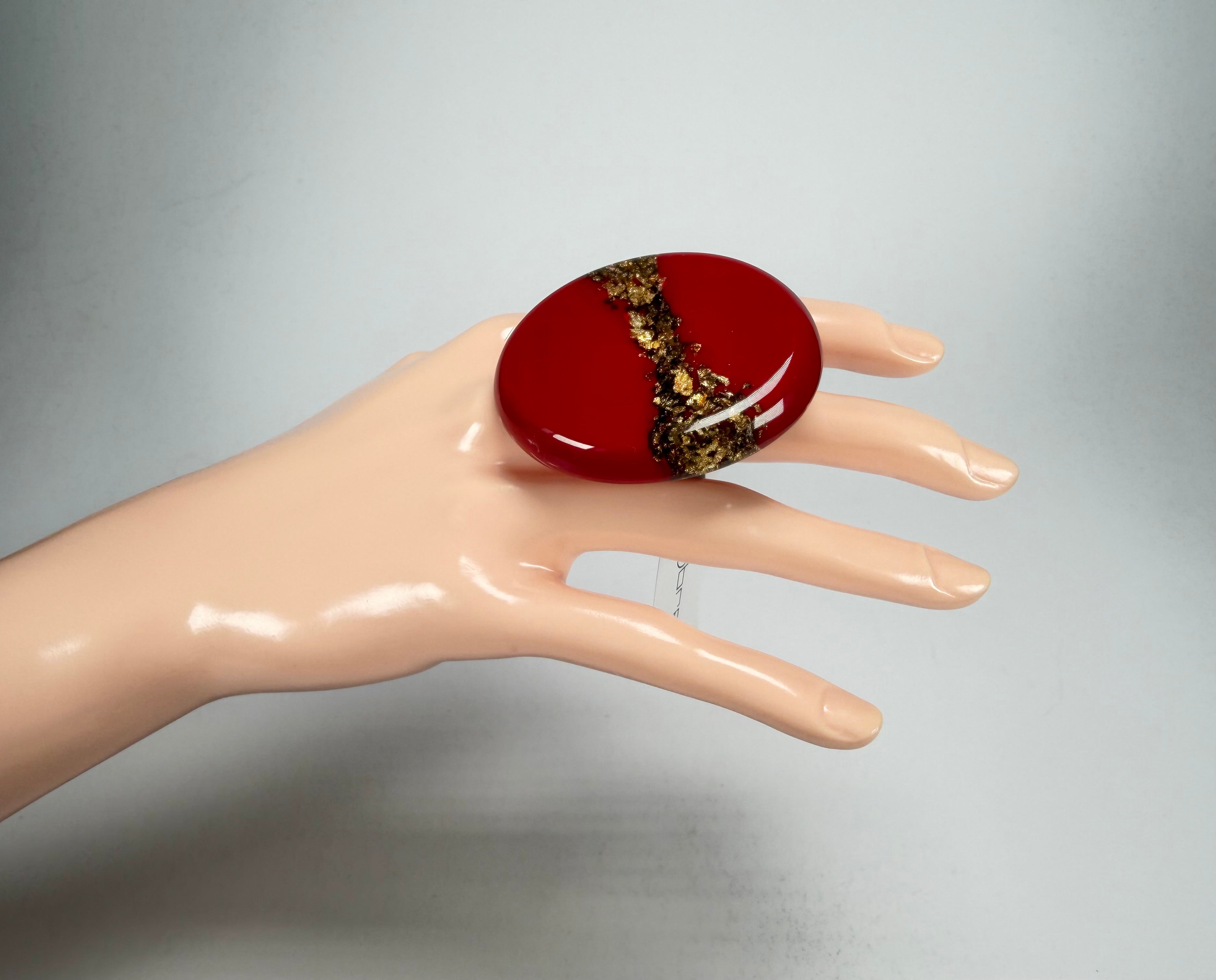 Sobral - Metalique "Munique" Orlando Red Resin Ring ( 005145 ) - Size UK S / US 9