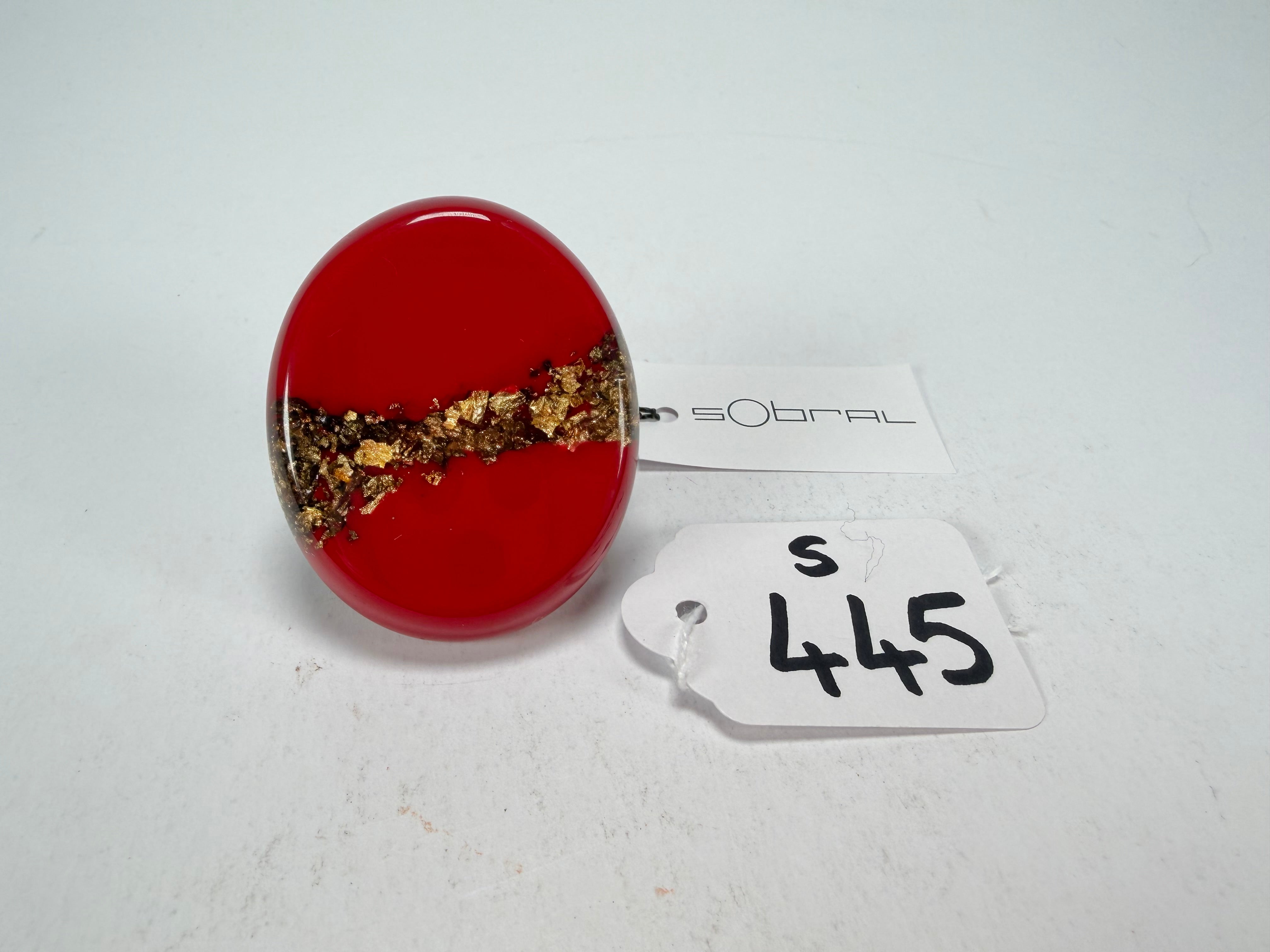 Sobral - Metalique "Munique" Orlando Red Resin Ring ( 005145 ) - Size UK S / US 9