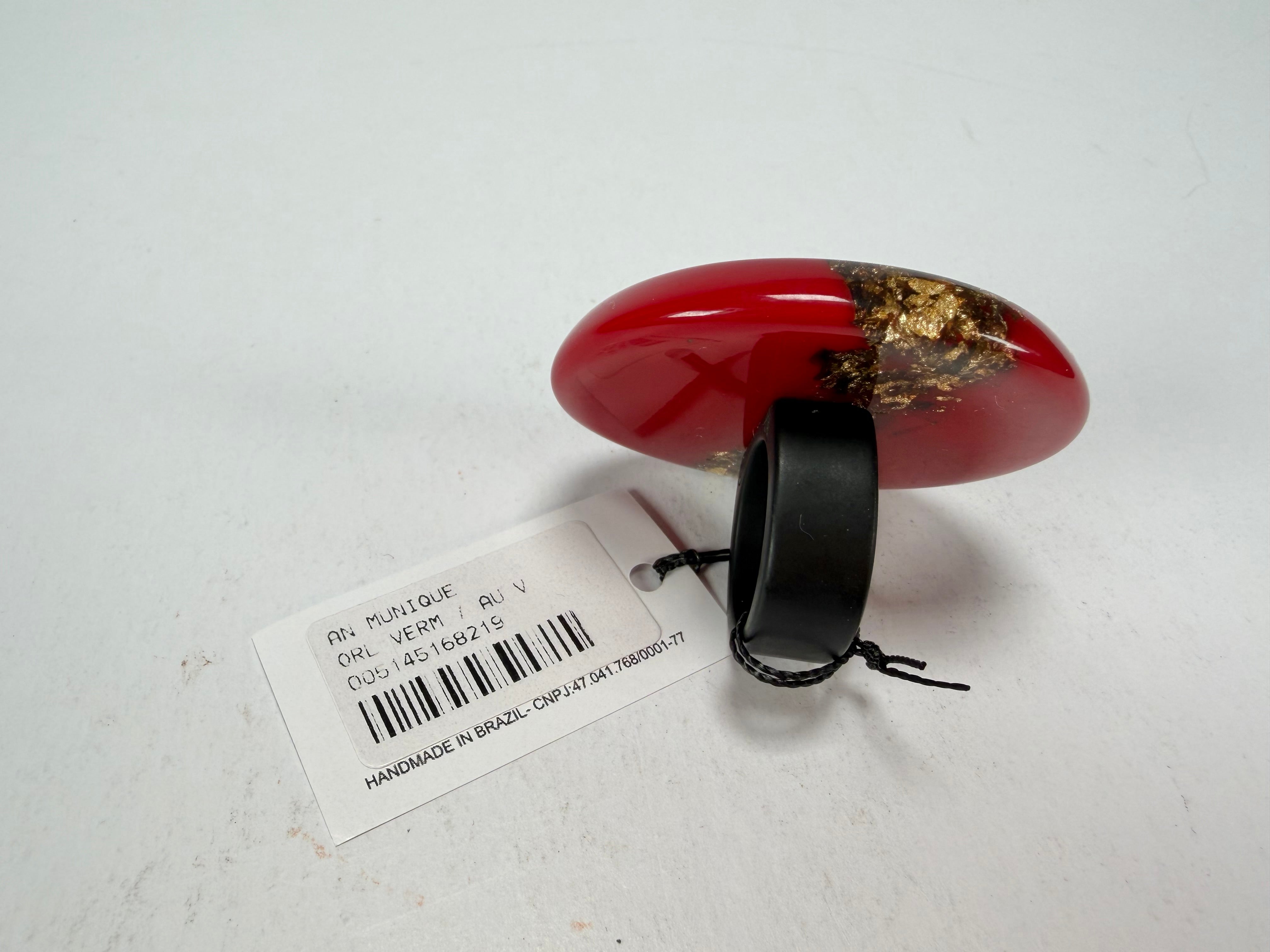 Sobral - Metalique "Munique" Orlando Red Resin Ring ( 005145 ) - Size UK S / US 9