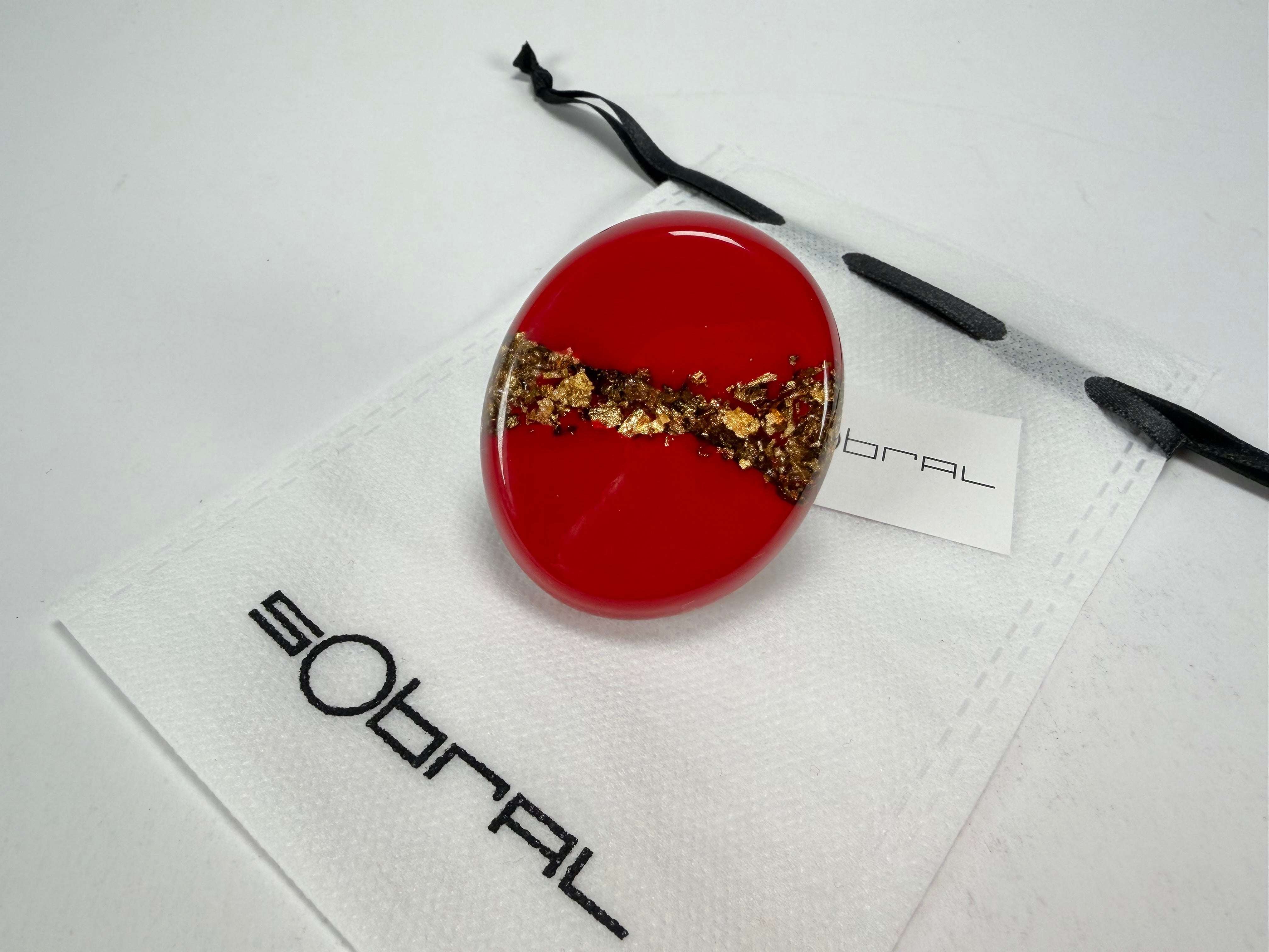 Sobral - Metalique "Munique" Orlando Red Resin Ring ( 005145 ) - Size UK S / US 9