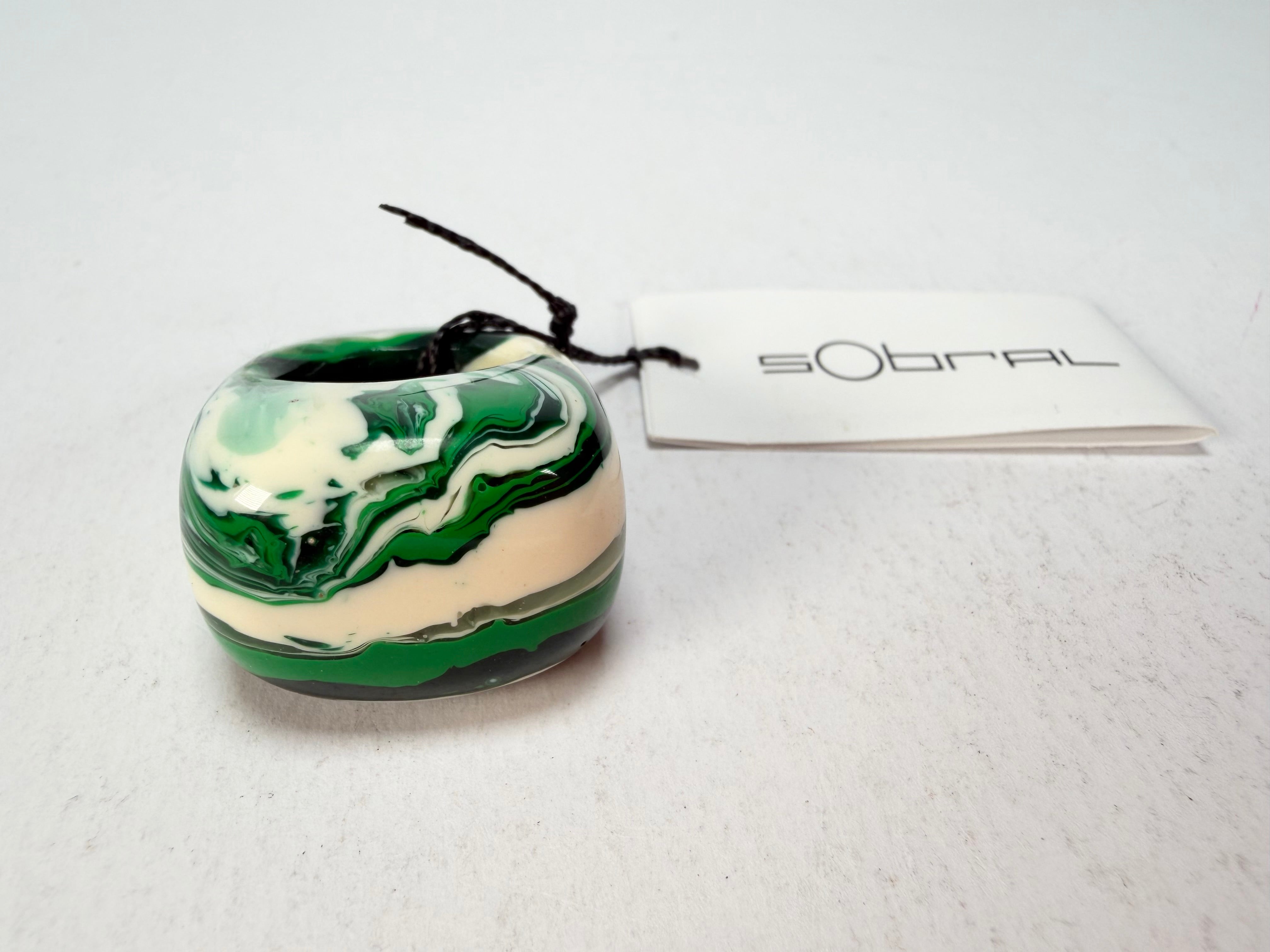 Sobral - Onda Verde "Wave" Green Resin Ring ( 005325 ) - Size UK N / US 7