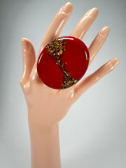 Sobral - Metalique "Munique" Orlando Red Resin Ring ( 005145 ) - Size UK V / US 10.5