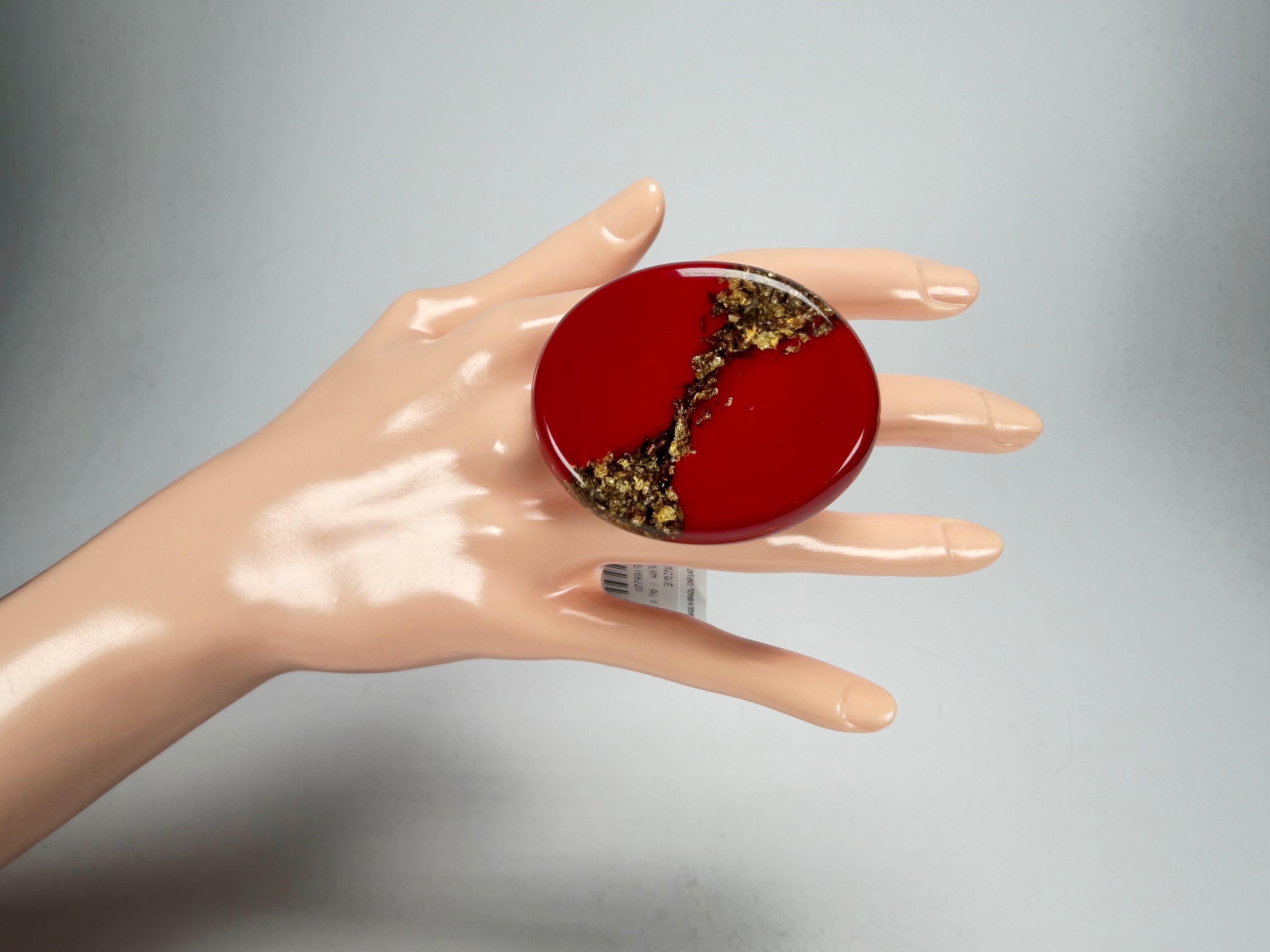 Sobral - Metalique "Munique" Orlando Red Resin Ring ( 005145 ) - Size UK V / US 10.5