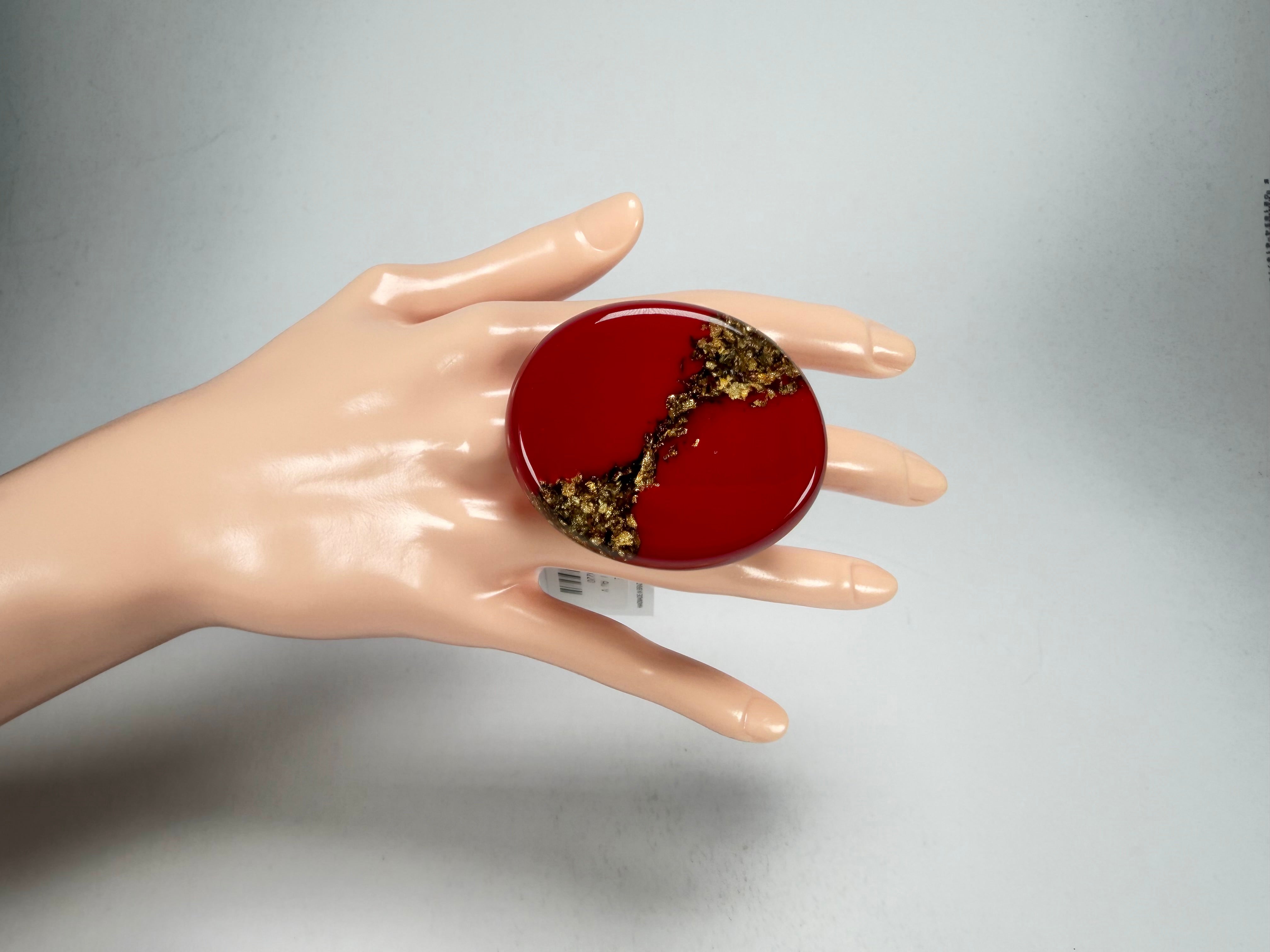 Sobral - Metalique "Munique" Orlando Red Resin Ring ( 005145 ) - Size UK V / US 10.5