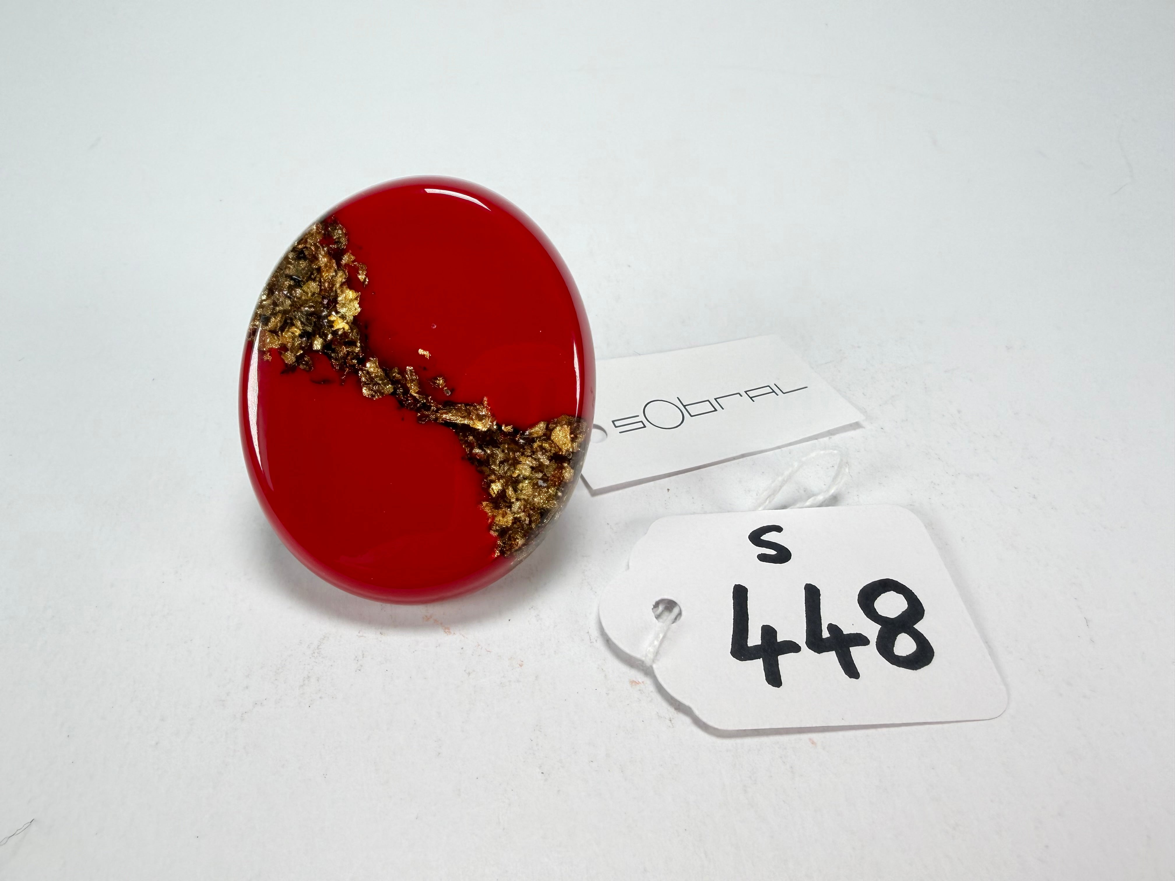 Sobral - Metalique "Munique" Orlando Red Resin Ring ( 005145 ) - Size UK V / US 10.5
