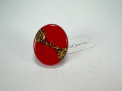 Sobral - Metalique "Munique" Orlando Red Resin Ring ( 005145 ) - Size UK V / US 10.5