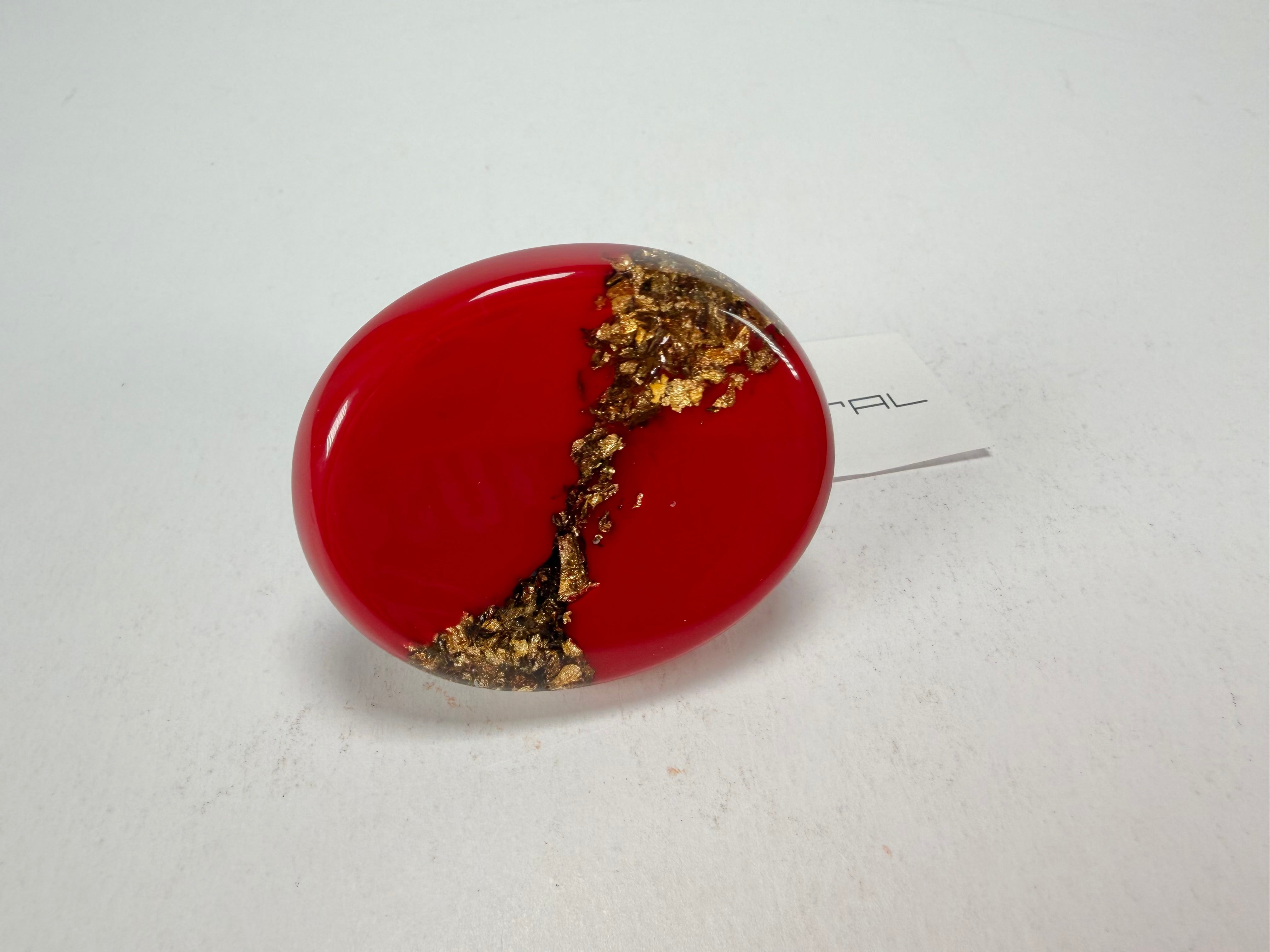 Sobral - Metalique "Munique" Orlando Red Resin Ring ( 005145 ) - Size UK V / US 10.5