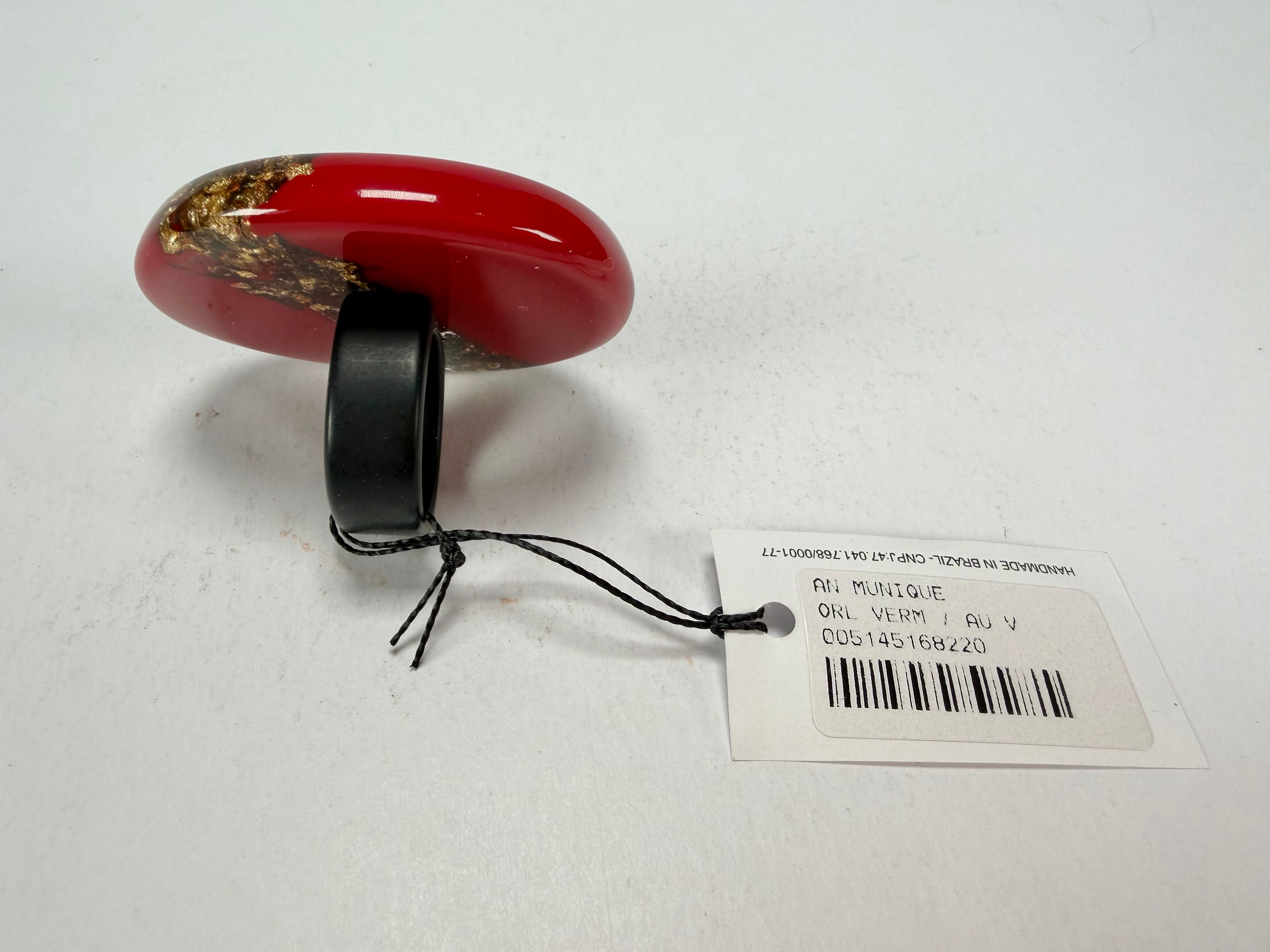 Sobral - Metalique "Munique" Orlando Red Resin Ring ( 005145 ) - Size UK V / US 10.5