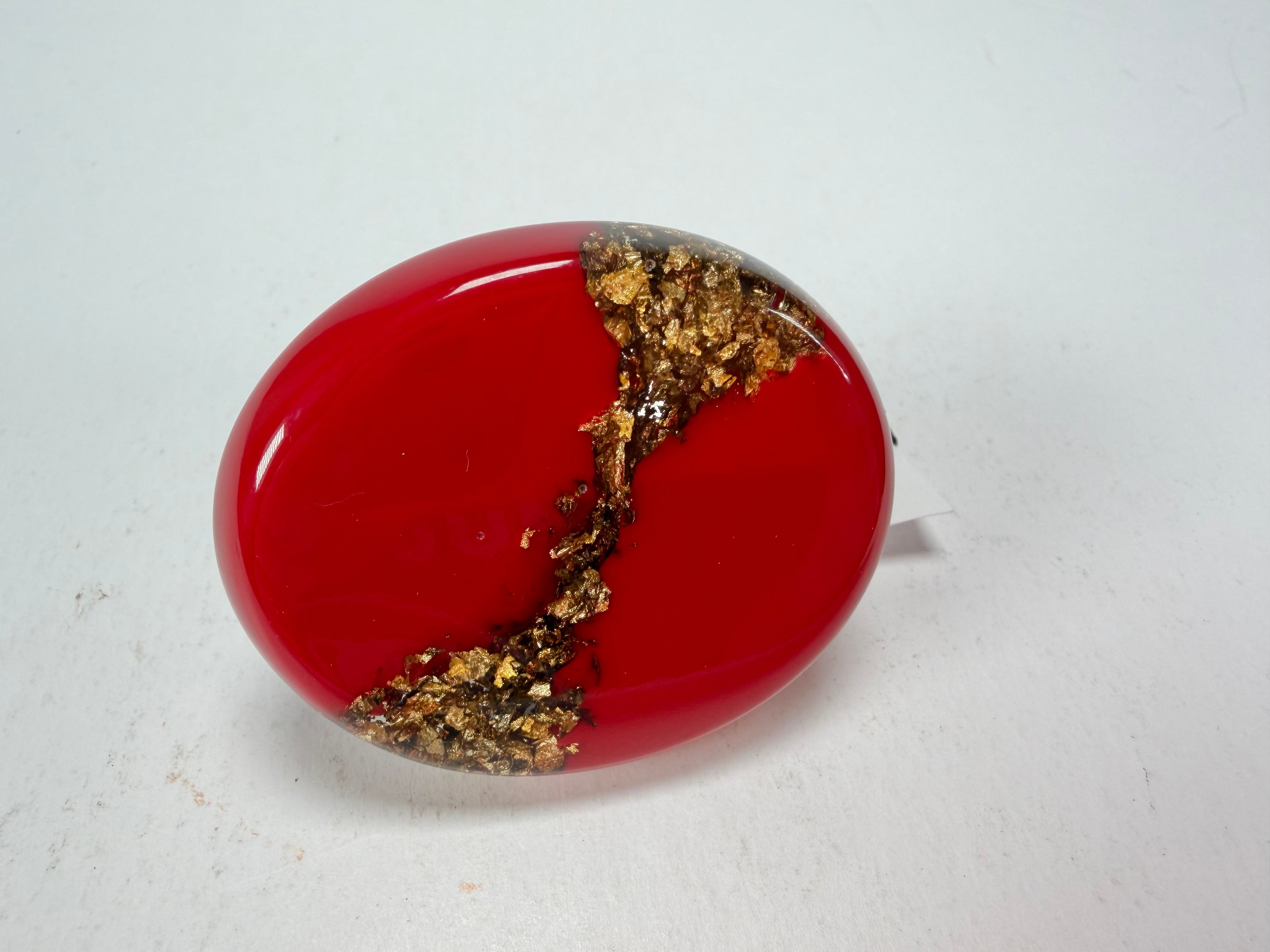 Sobral - Metalique "Munique" Orlando Red Resin Ring ( 005145 ) - Size UK V / US 10.5