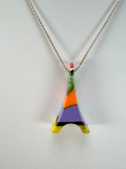 Sobral - Multi-Colour "Eiffel Tower" Pollock Resin AG Sliver Necklace ( 005414 )