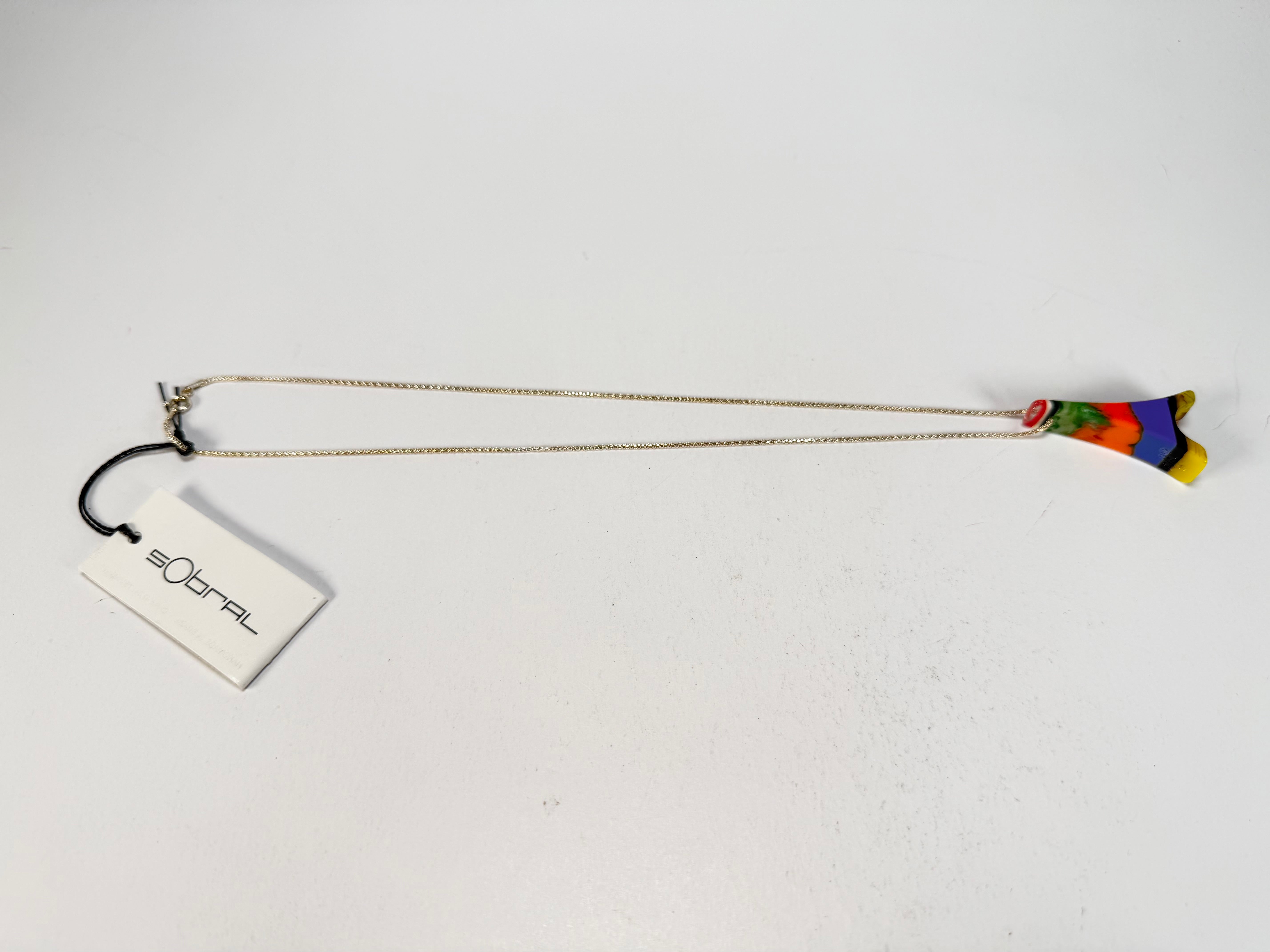 Sobral - Multi-Colour "Eiffel Tower" Pollock Resin AG Sliver Necklace ( 005414 )