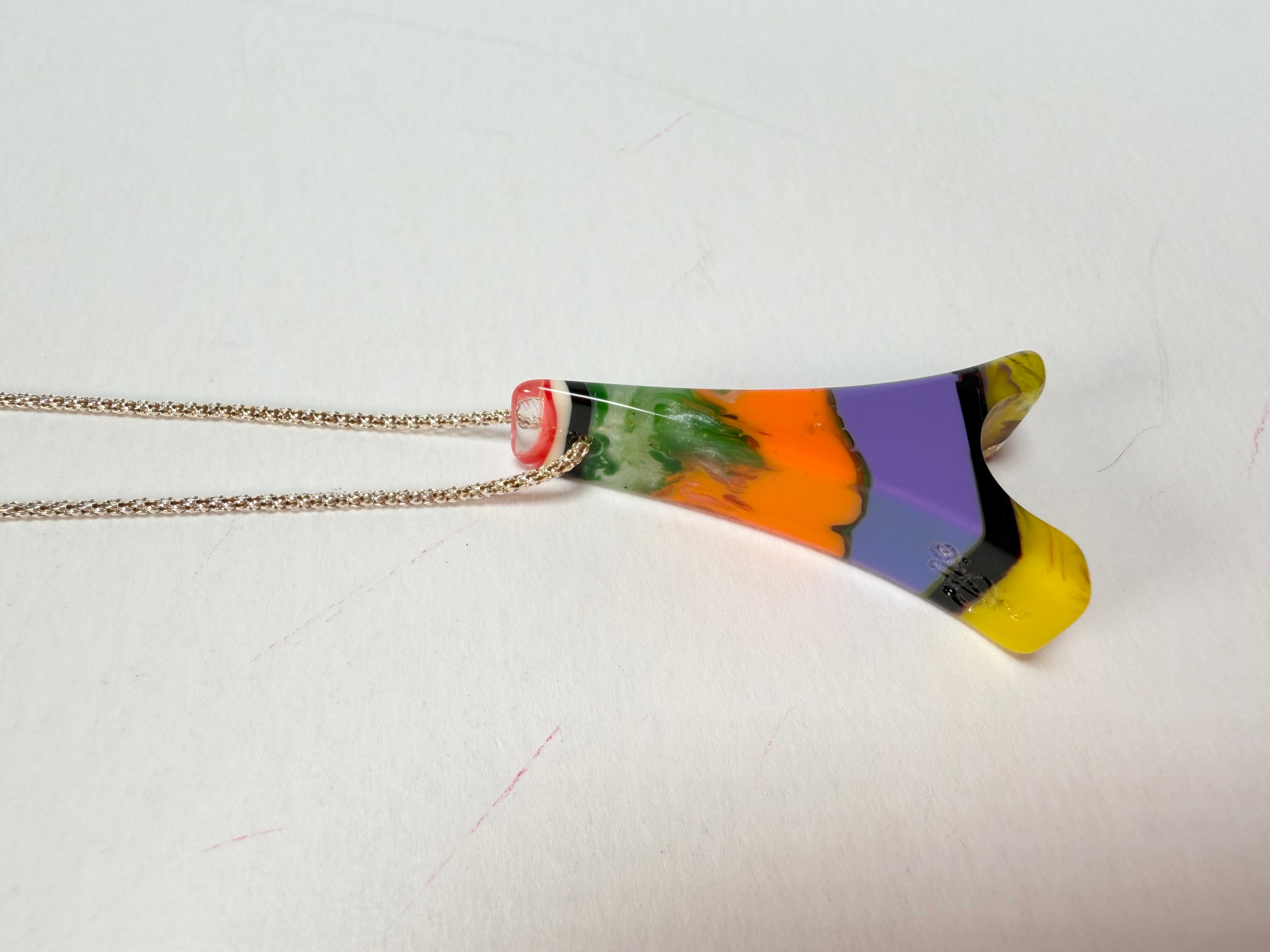 Sobral - Multi-Colour "Eiffel Tower" Pollock Resin AG Sliver Necklace ( 005414 )