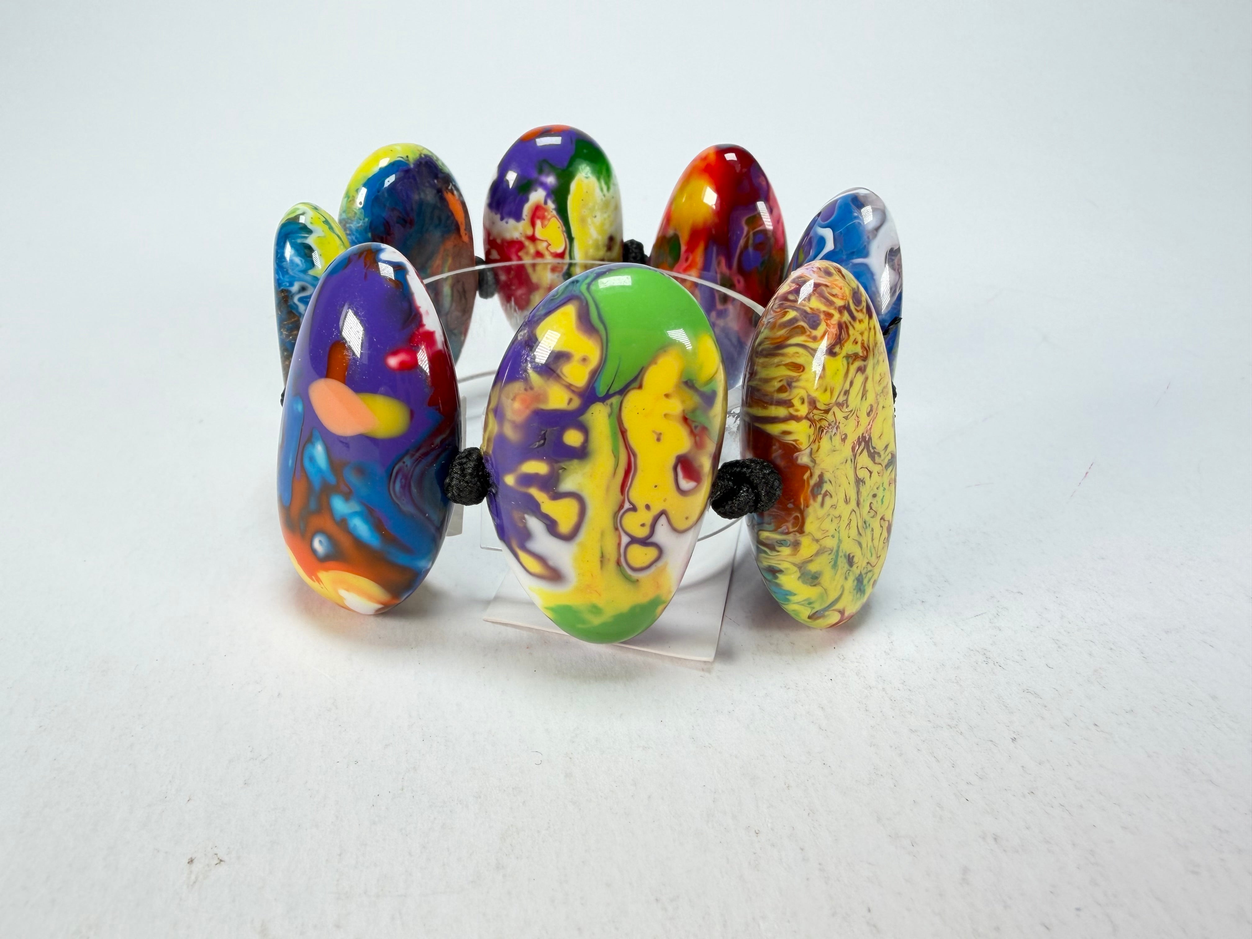 Sobral - Multi-Colour "Onda" Pollock Elasticated Resin Bracelet ( 005329 )