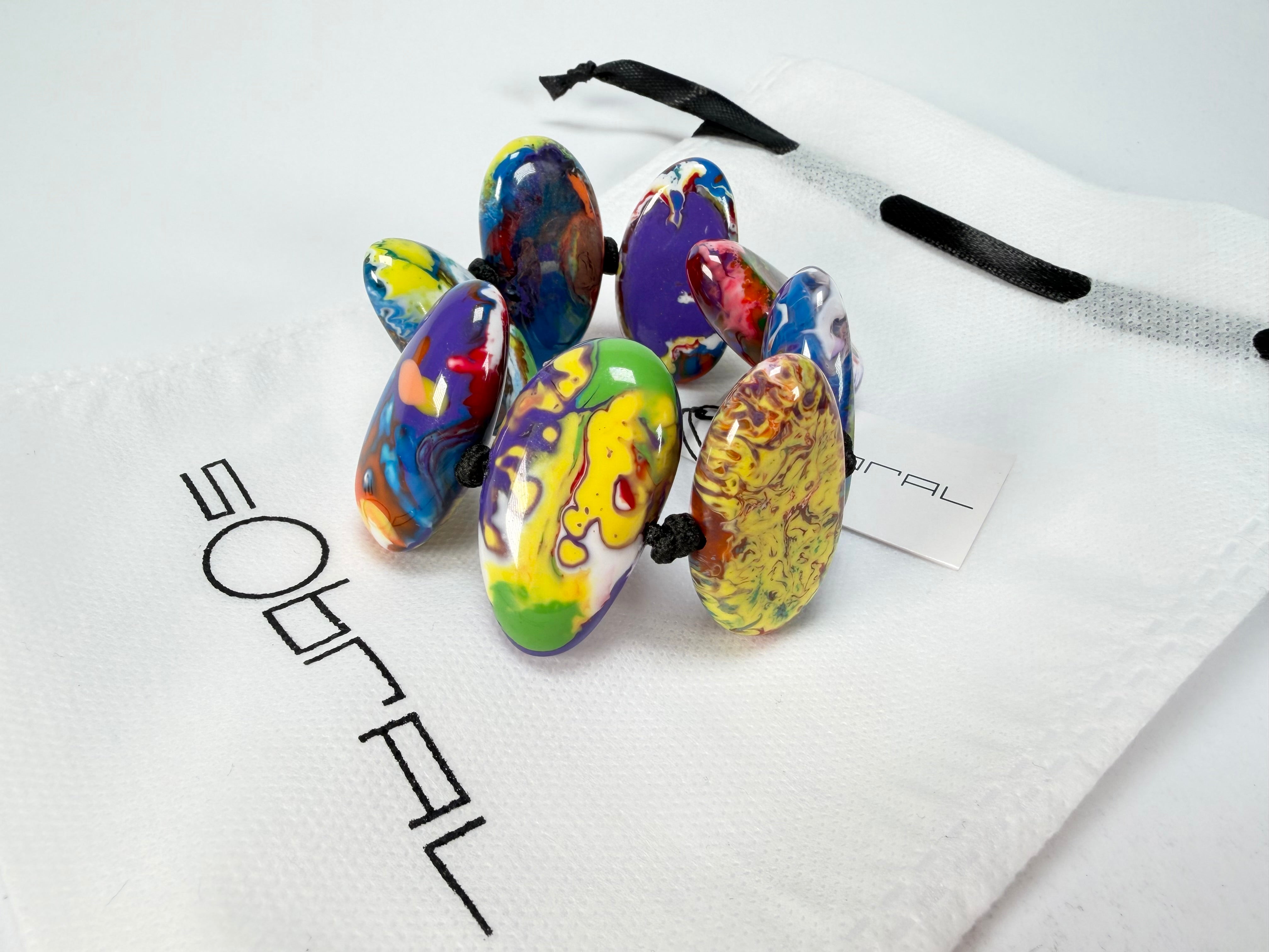 Sobral - Multi-Colour "Onda" Pollock Elasticated Resin Bracelet ( 005329 )