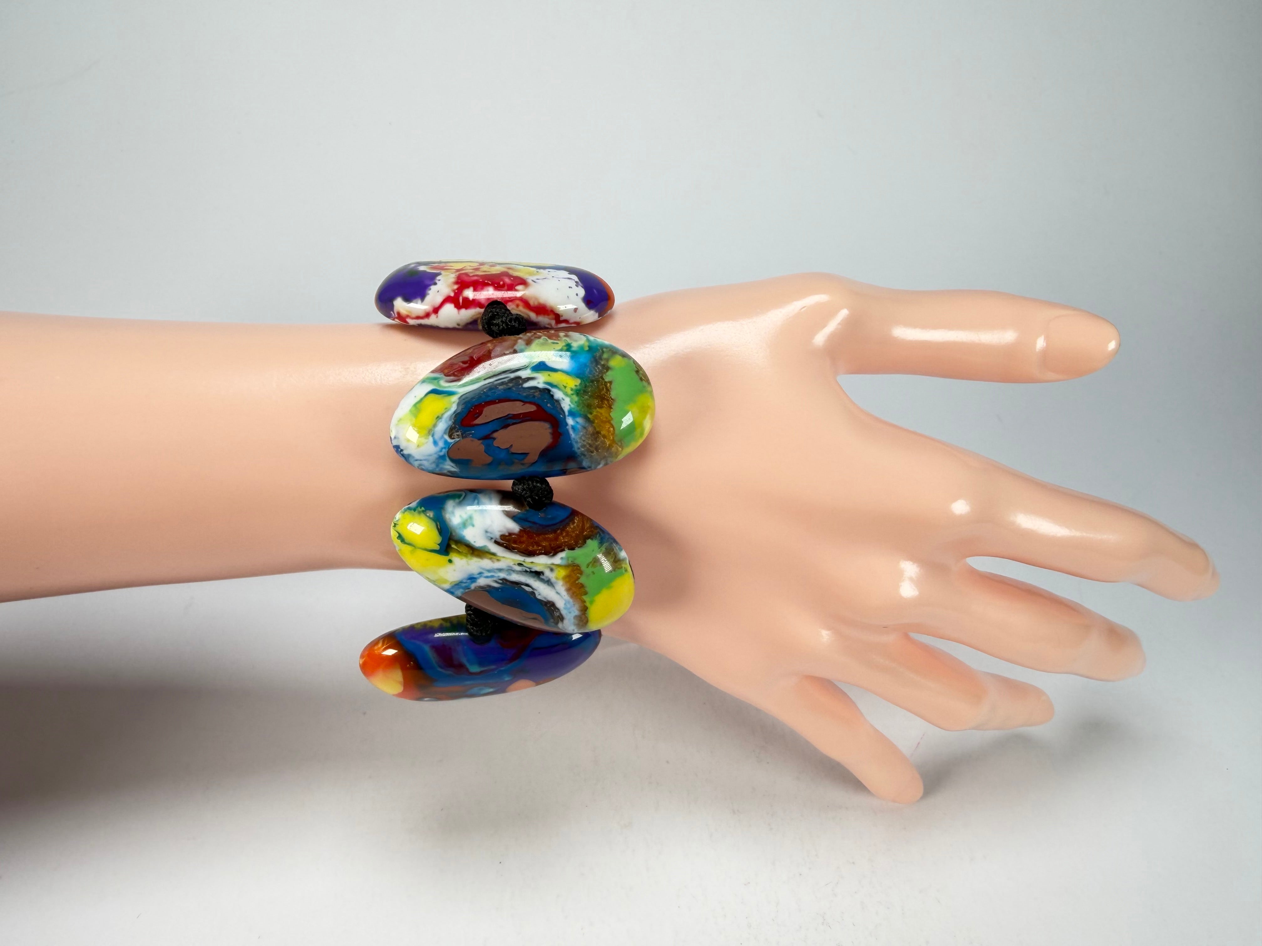 Sobral - Multi-Colour "Onda" Pollock Elasticated Resin Bracelet ( 005329 )