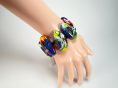 Sobral - Multi-Colour "Onda" Pollock Elasticated Resin Bracelet ( 005329 )