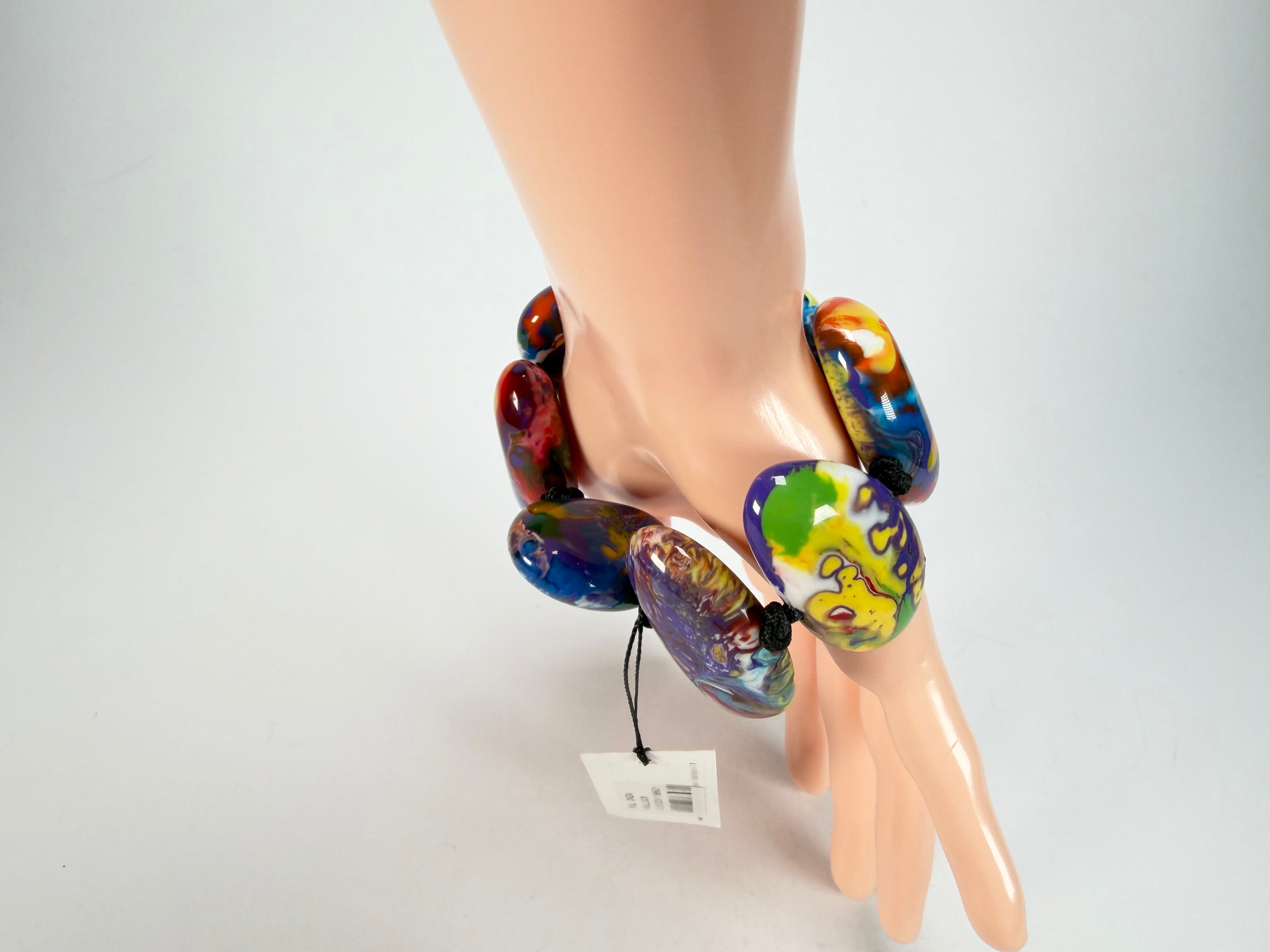 Sobral - Multi-Colour "Onda" Pollock Elasticated Resin Bracelet ( 005329 )