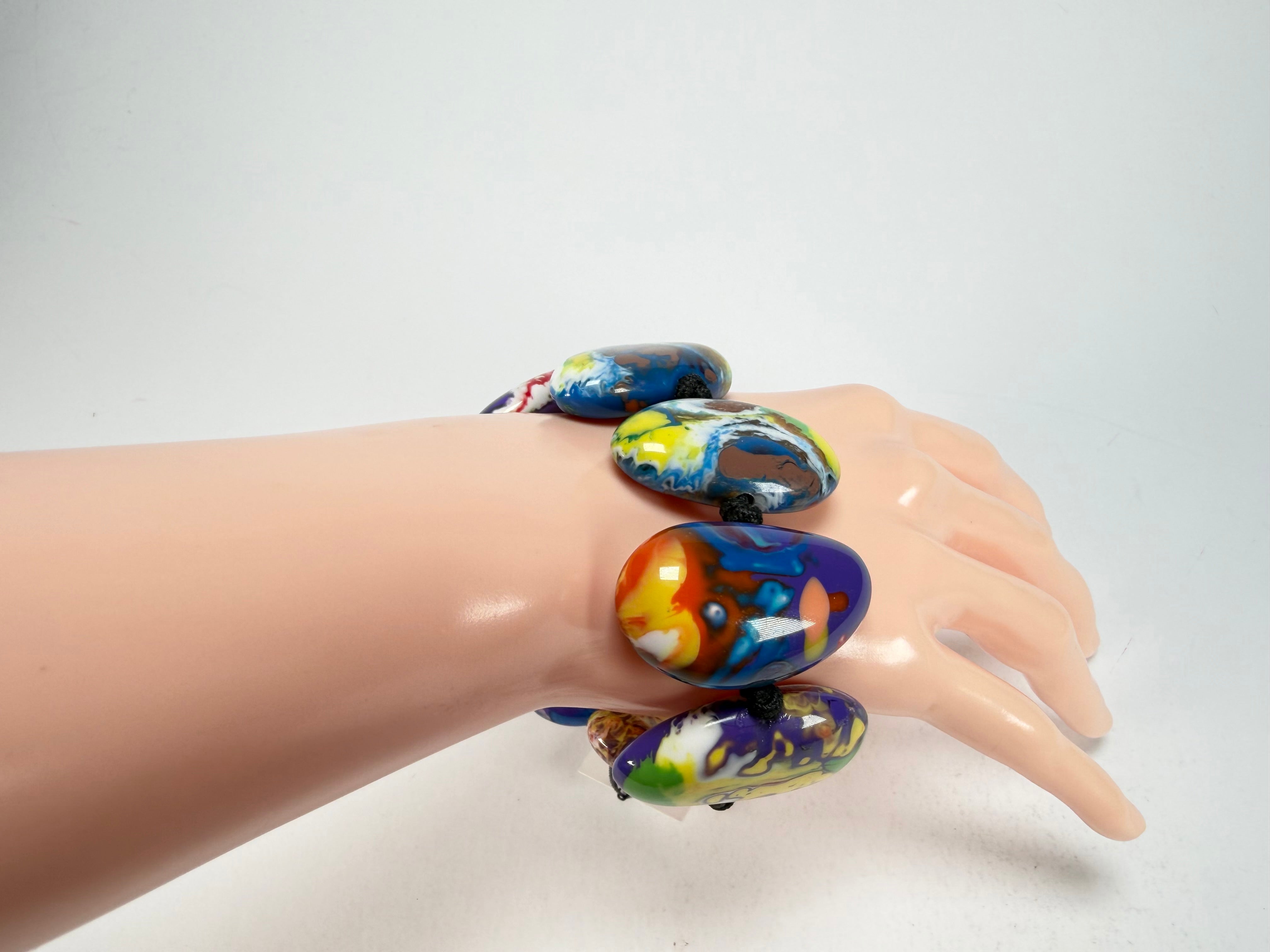 Sobral - Multi-Colour "Onda" Pollock Elasticated Resin Bracelet ( 005329 )