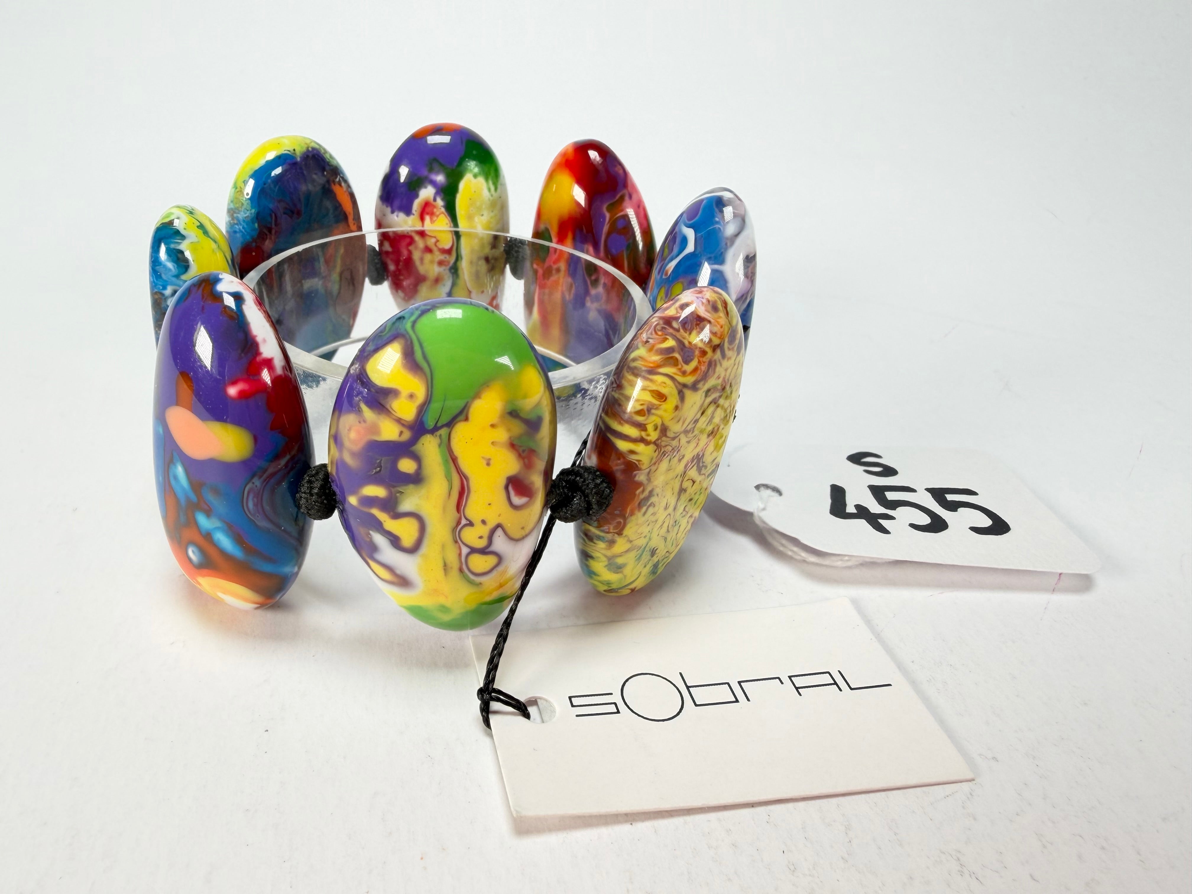 Sobral - Multi-Colour "Onda" Pollock Elasticated Resin Bracelet ( 005329 )