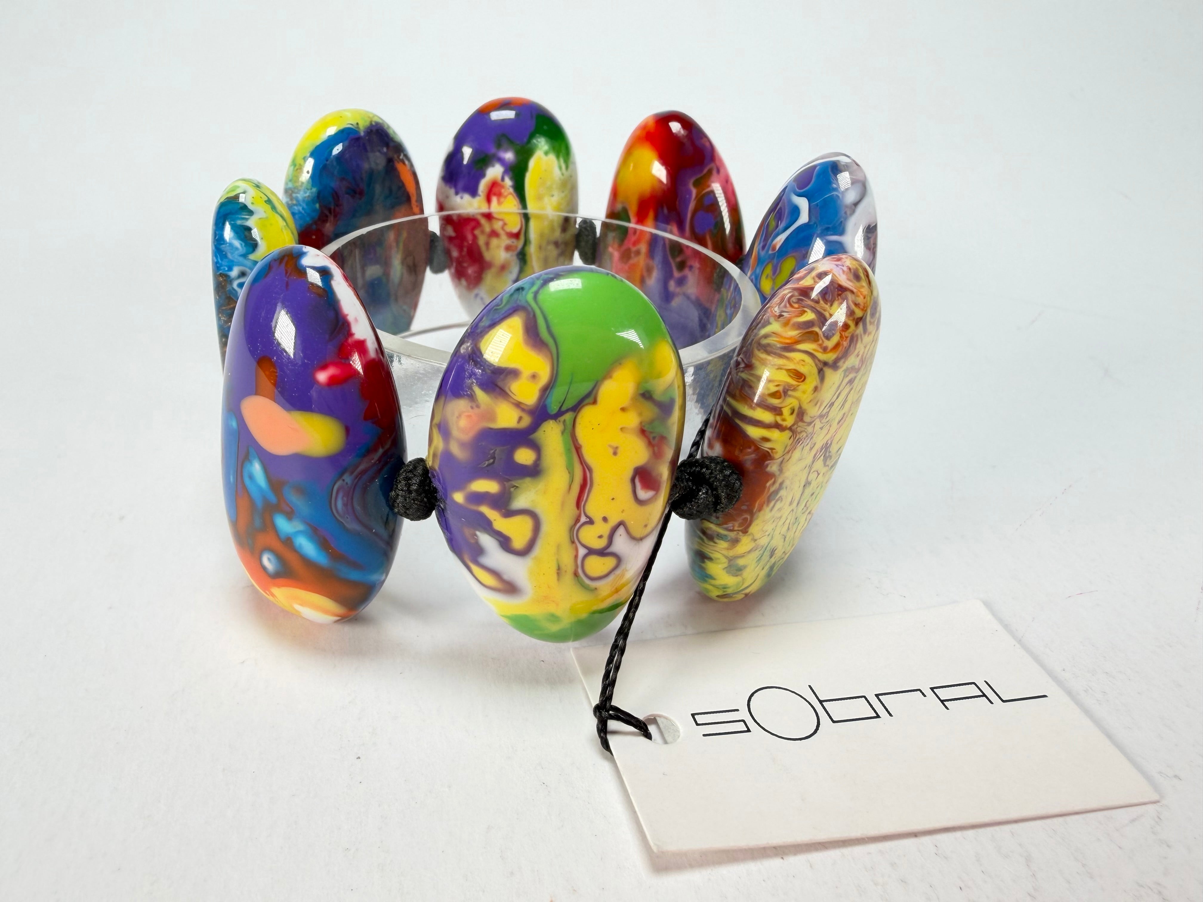 Sobral - Multi-Colour "Onda" Pollock Elasticated Resin Bracelet ( 005329 )