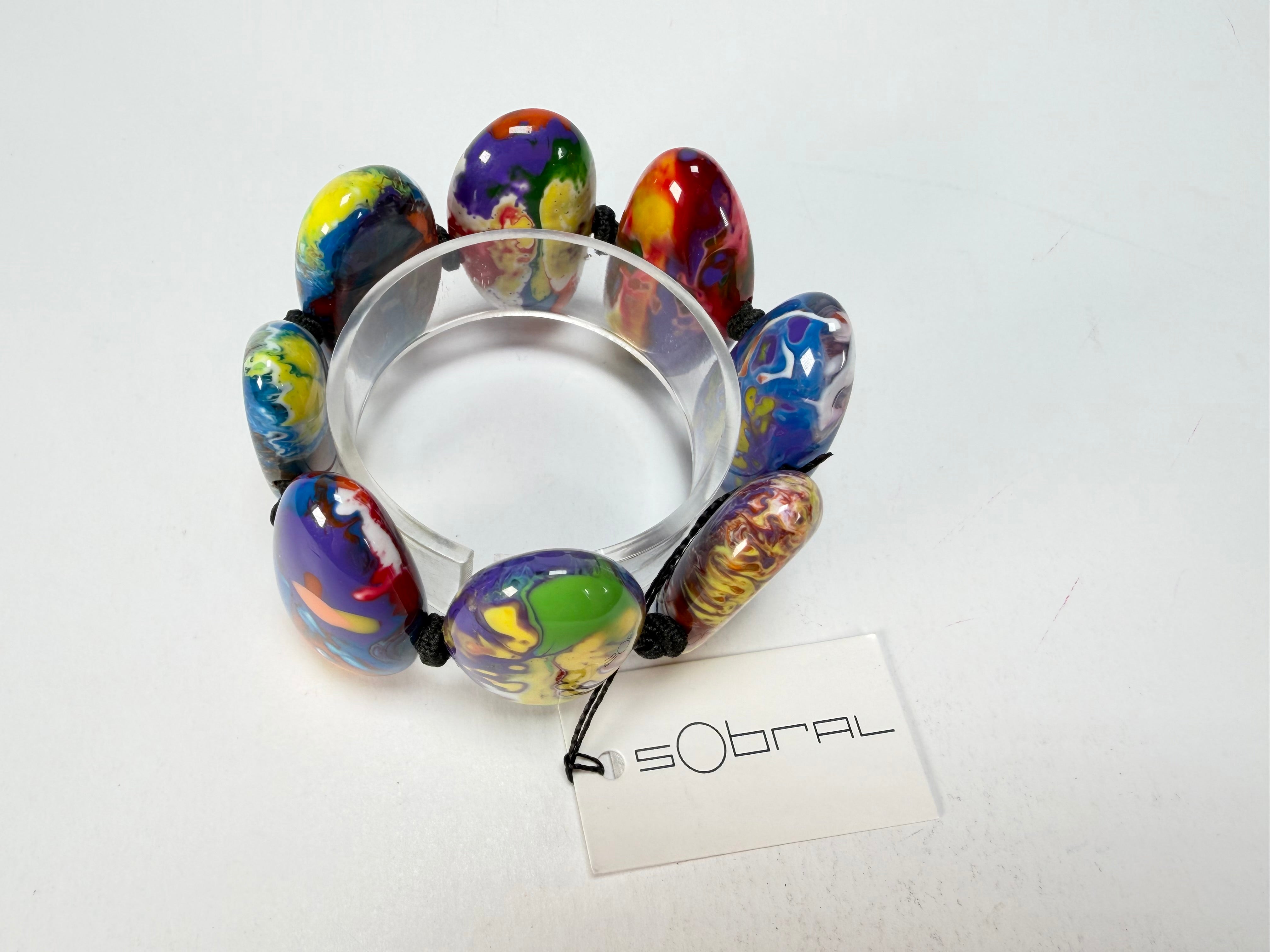Sobral - Multi-Colour "Onda" Pollock Elasticated Resin Bracelet ( 005329 )