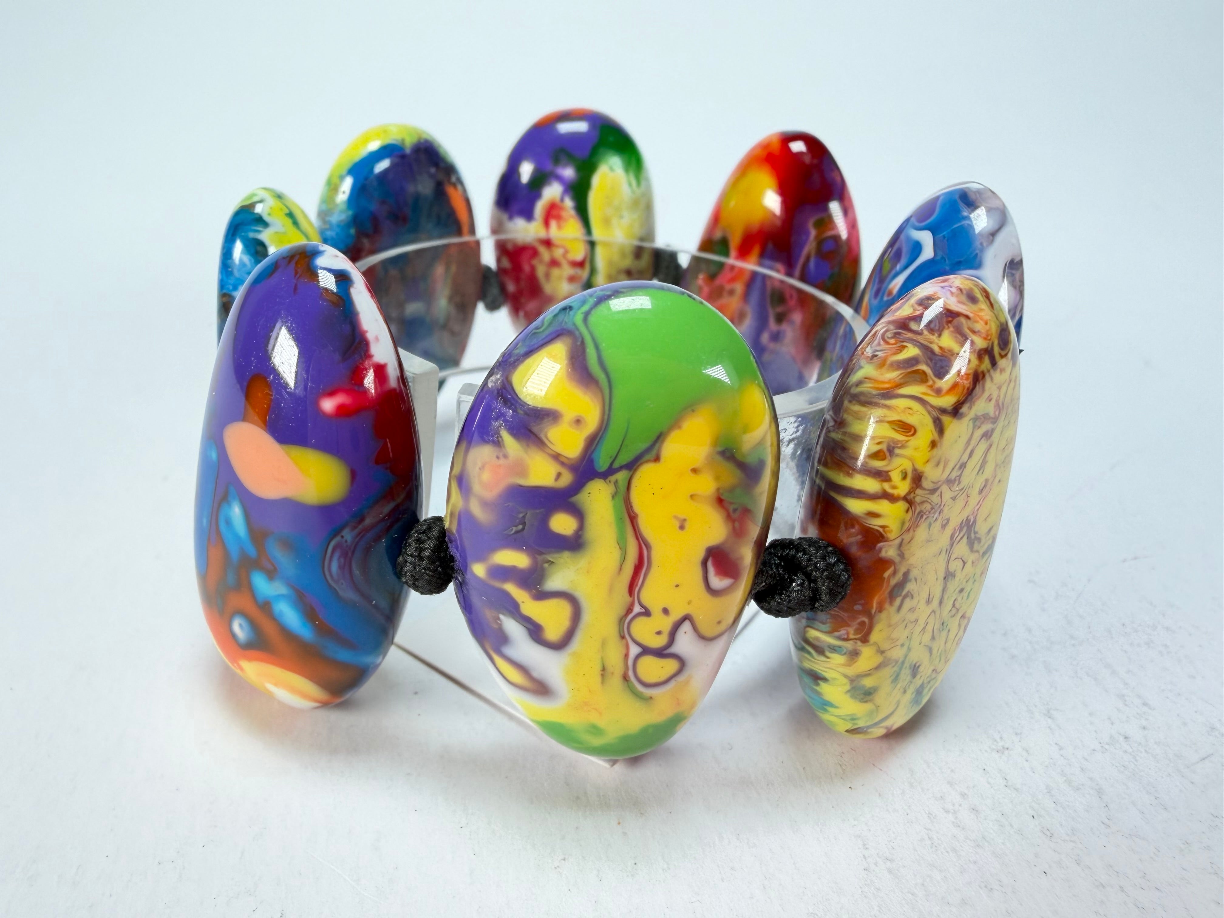 Sobral - Multi-Colour "Onda" Pollock Elasticated Resin Bracelet ( 005329 )