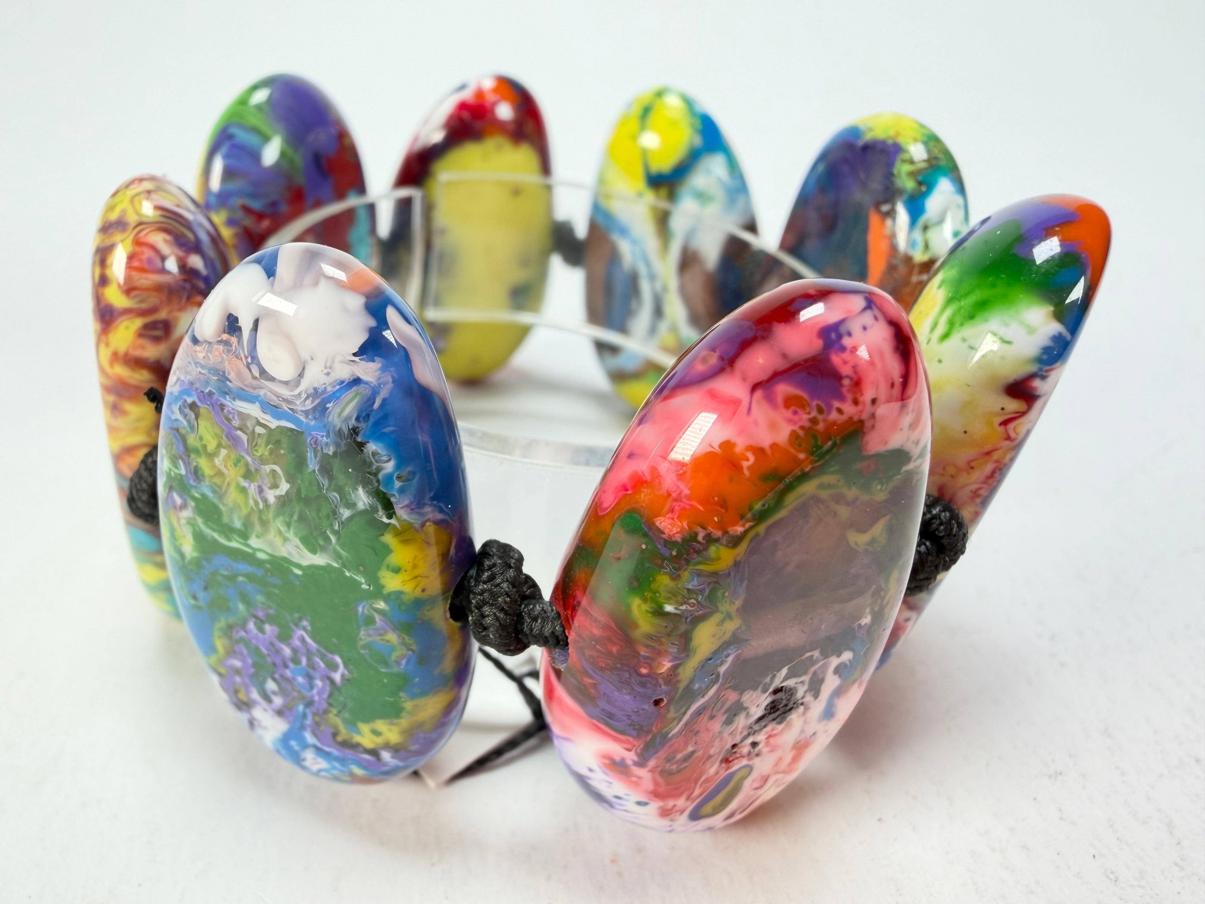 Sobral - Multi-Colour "Onda" Pollock Elasticated Resin Bracelet ( 005329 )