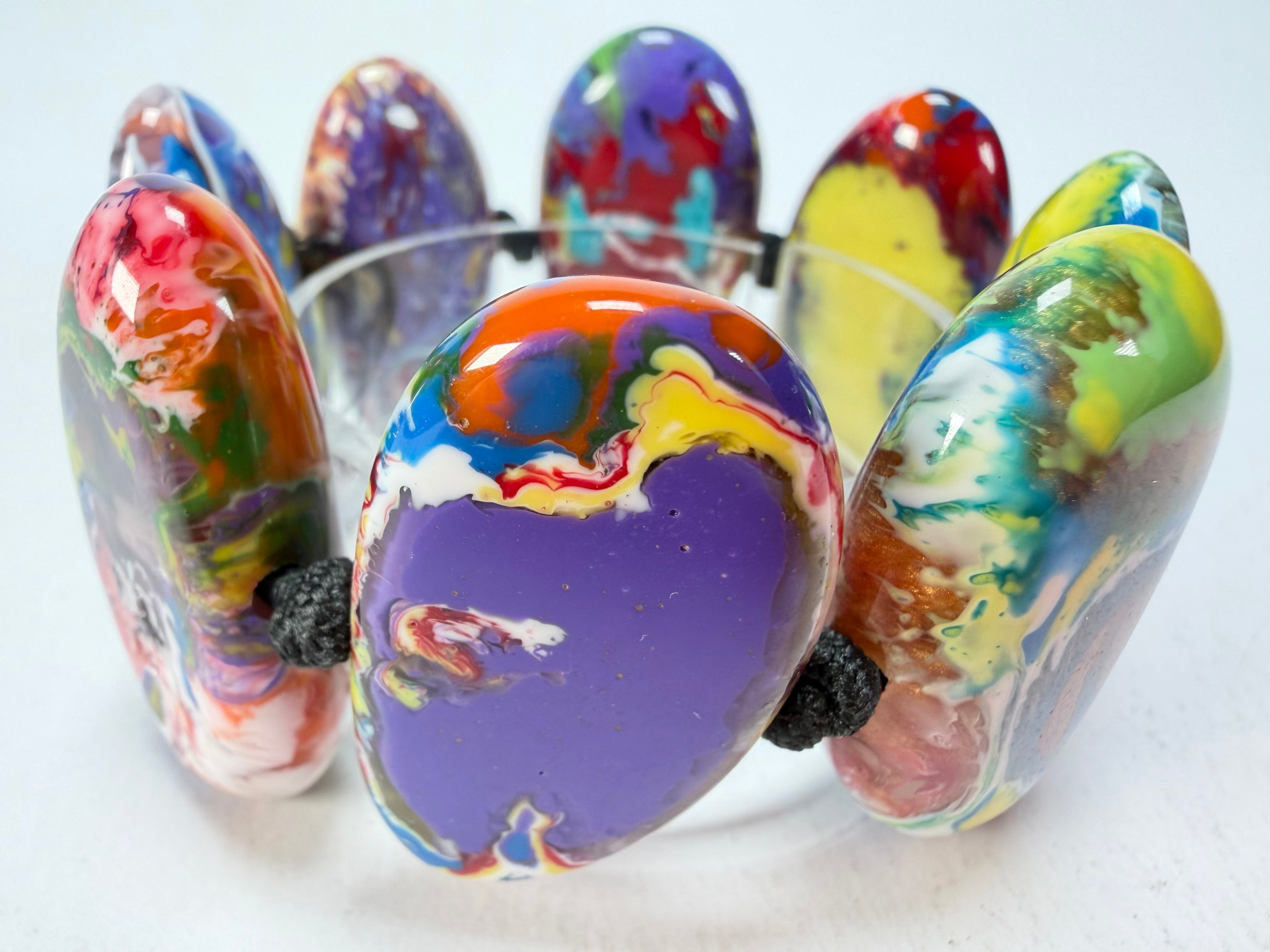 Sobral - Multi-Colour "Onda" Pollock Elasticated Resin Bracelet ( 005329 )