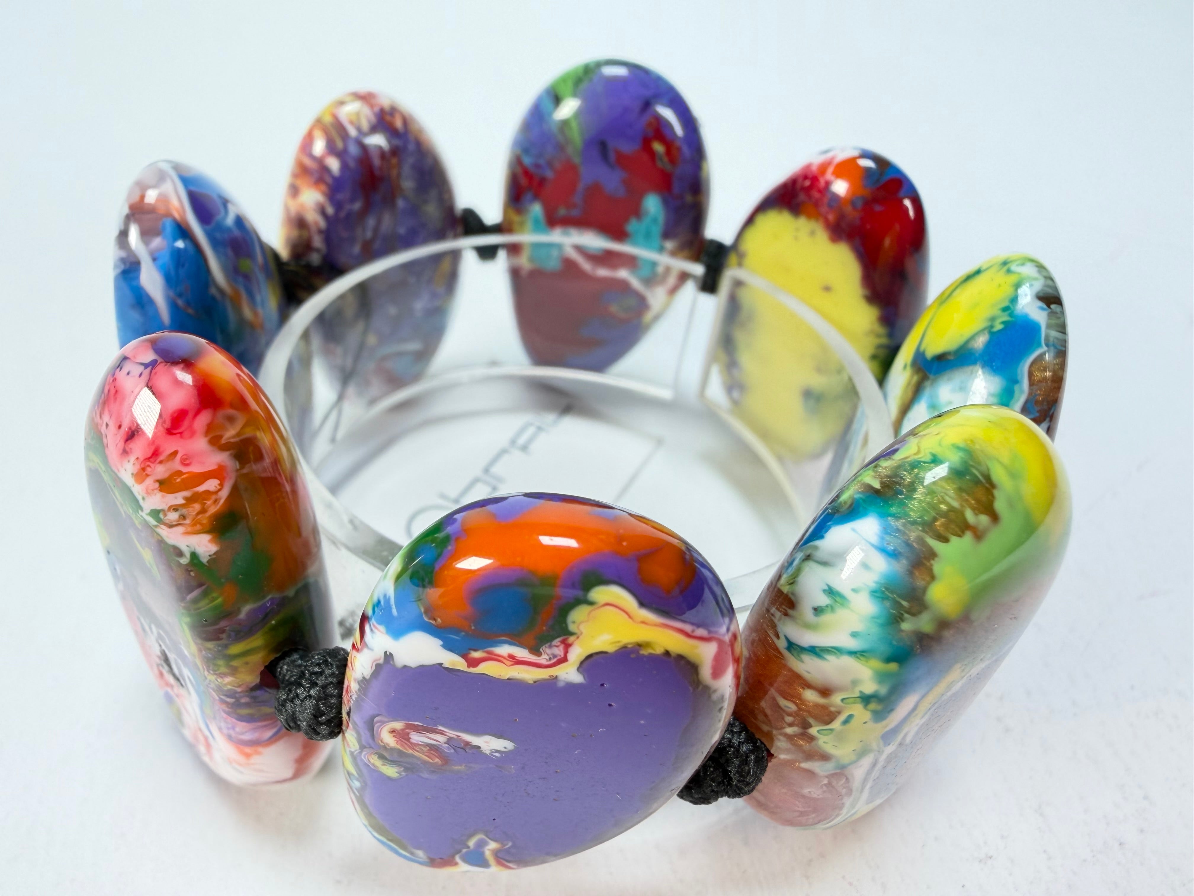 Sobral - Multi-Colour "Onda" Pollock Elasticated Resin Bracelet ( 005329 )