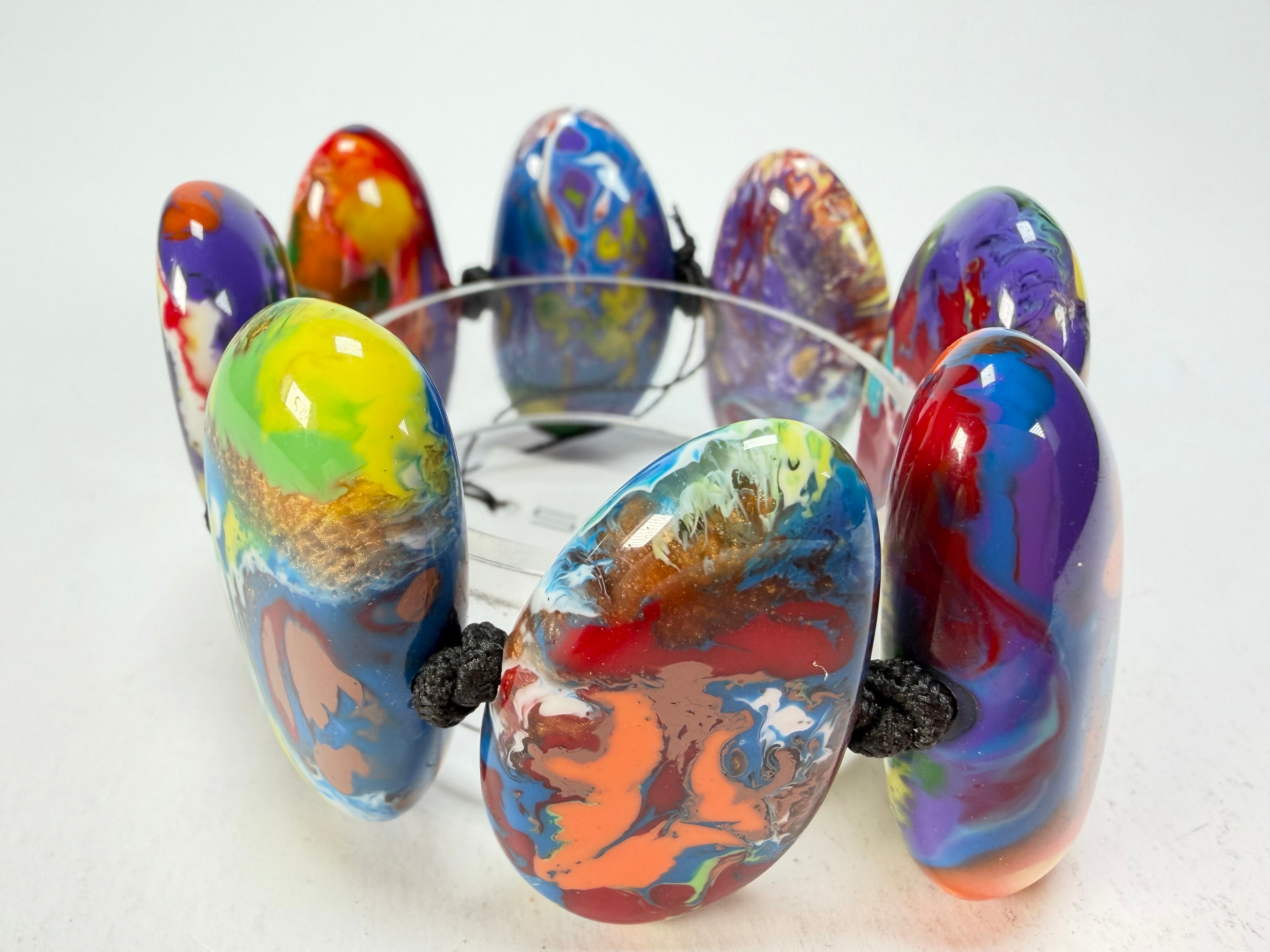 Sobral - Multi-Colour "Onda" Pollock Elasticated Resin Bracelet ( 005329 )