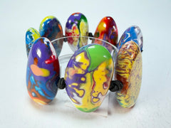 Sobral - Multi-Colour "Onda" Pollock Elasticated Resin Bracelet ( 005329 )