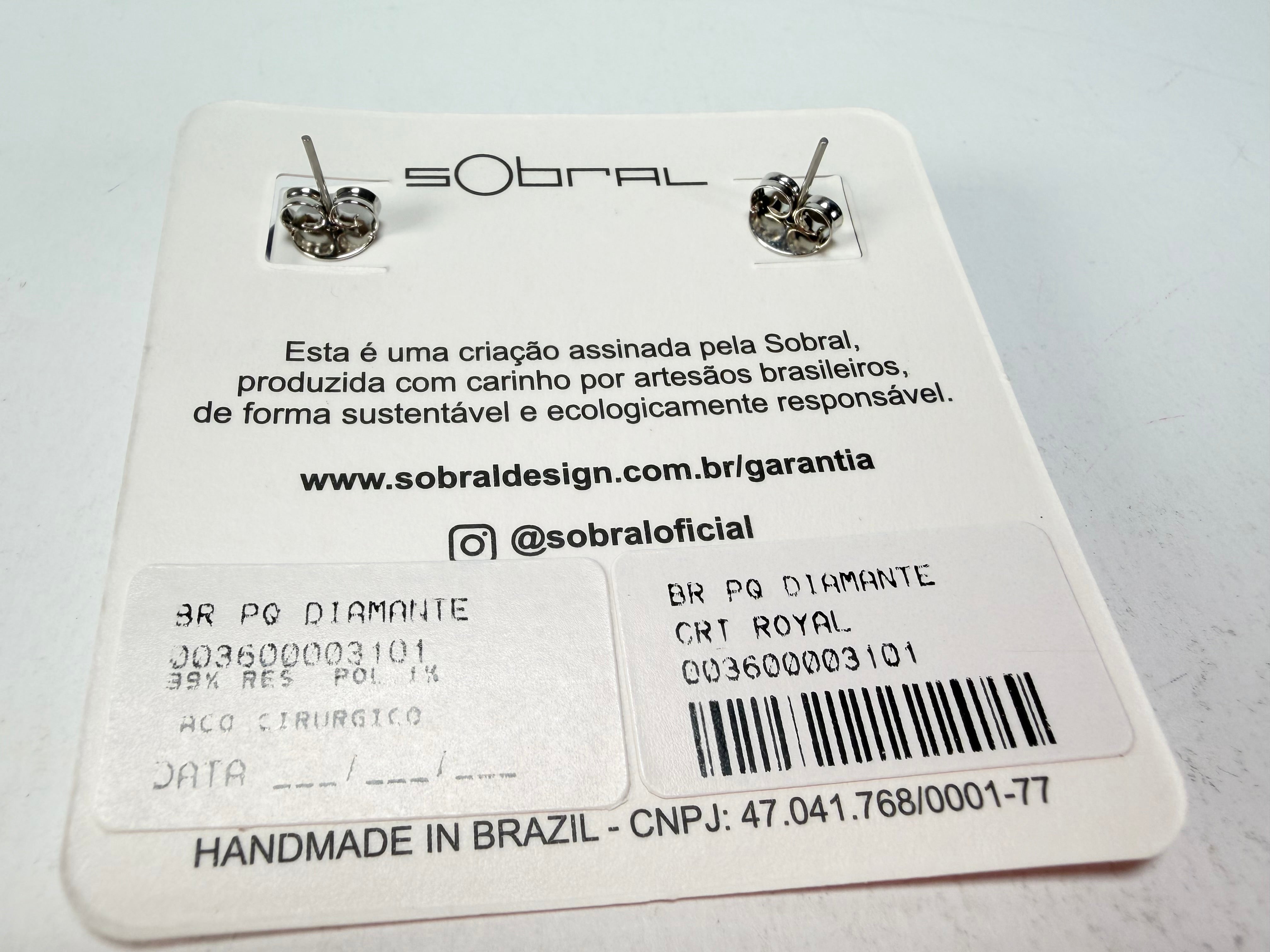 Sobral - Mix 2023 "Pequeno Diamante" Royal Cristal Resin Earrings ( 003600 )