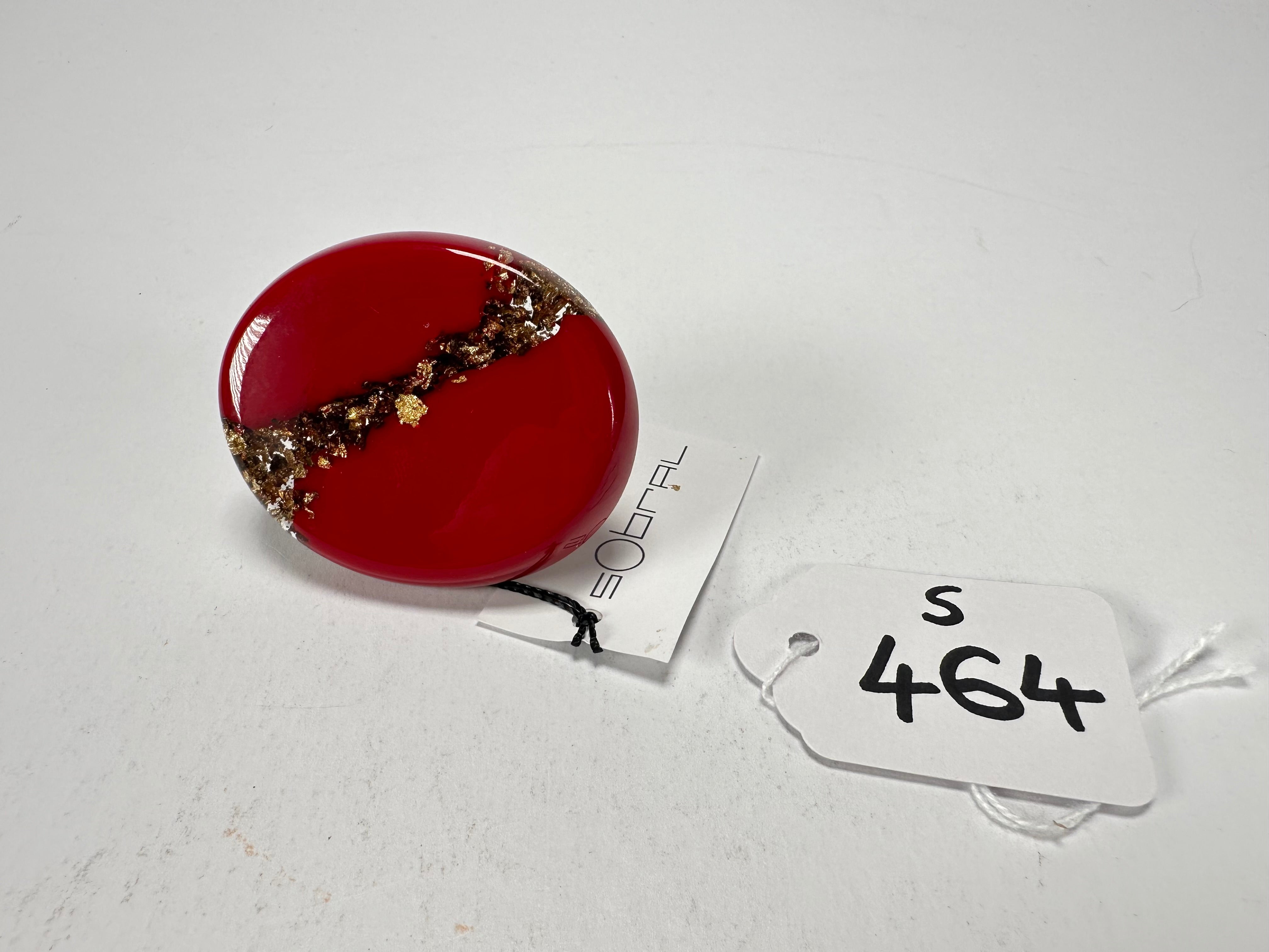 Sobral - Metalique "Munique" Orlando Red Resin Ring ( 005145 ) - Size UK N / US 7