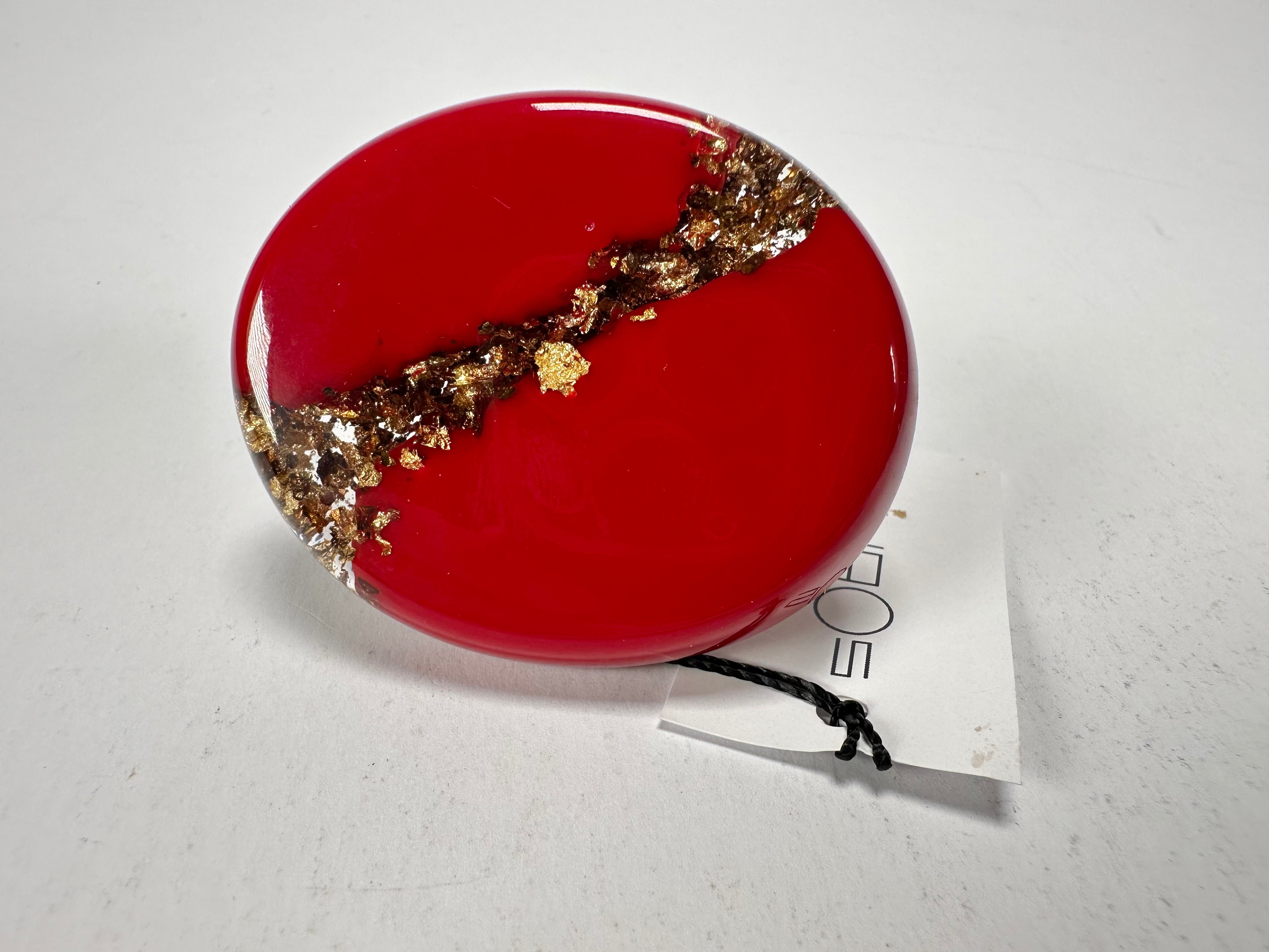 Sobral - Metalique "Munique" Orlando Red Resin Ring ( 005145 ) - Size UK N / US 7