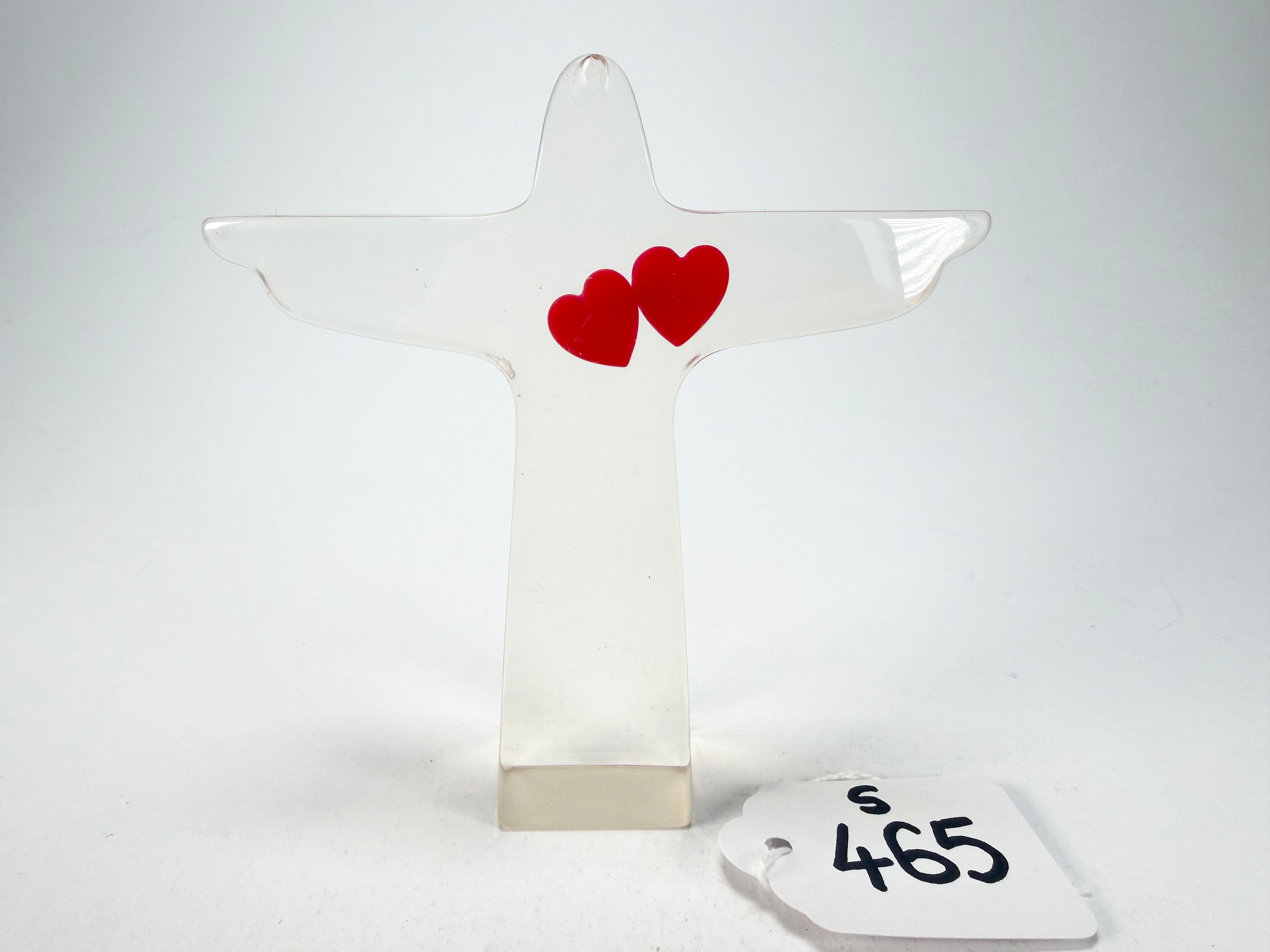 Sobral - Landmark "Cristo" Cristal with Red Heart Small 11cm Statue Ornament ( 000104 )