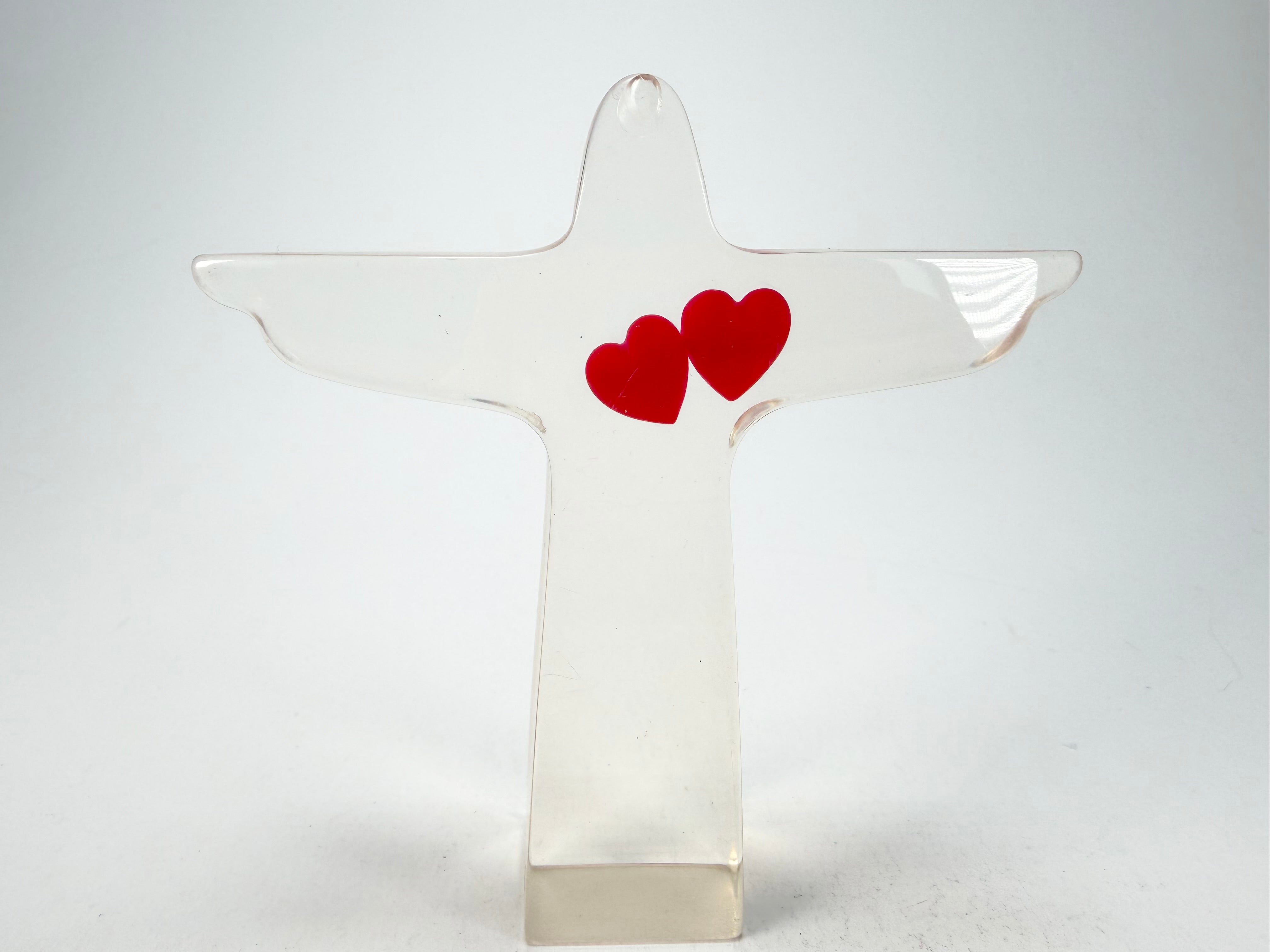 Sobral - Landmark "Cristo" Cristal with Red Heart Small 11cm Statue Ornament ( 000104 )