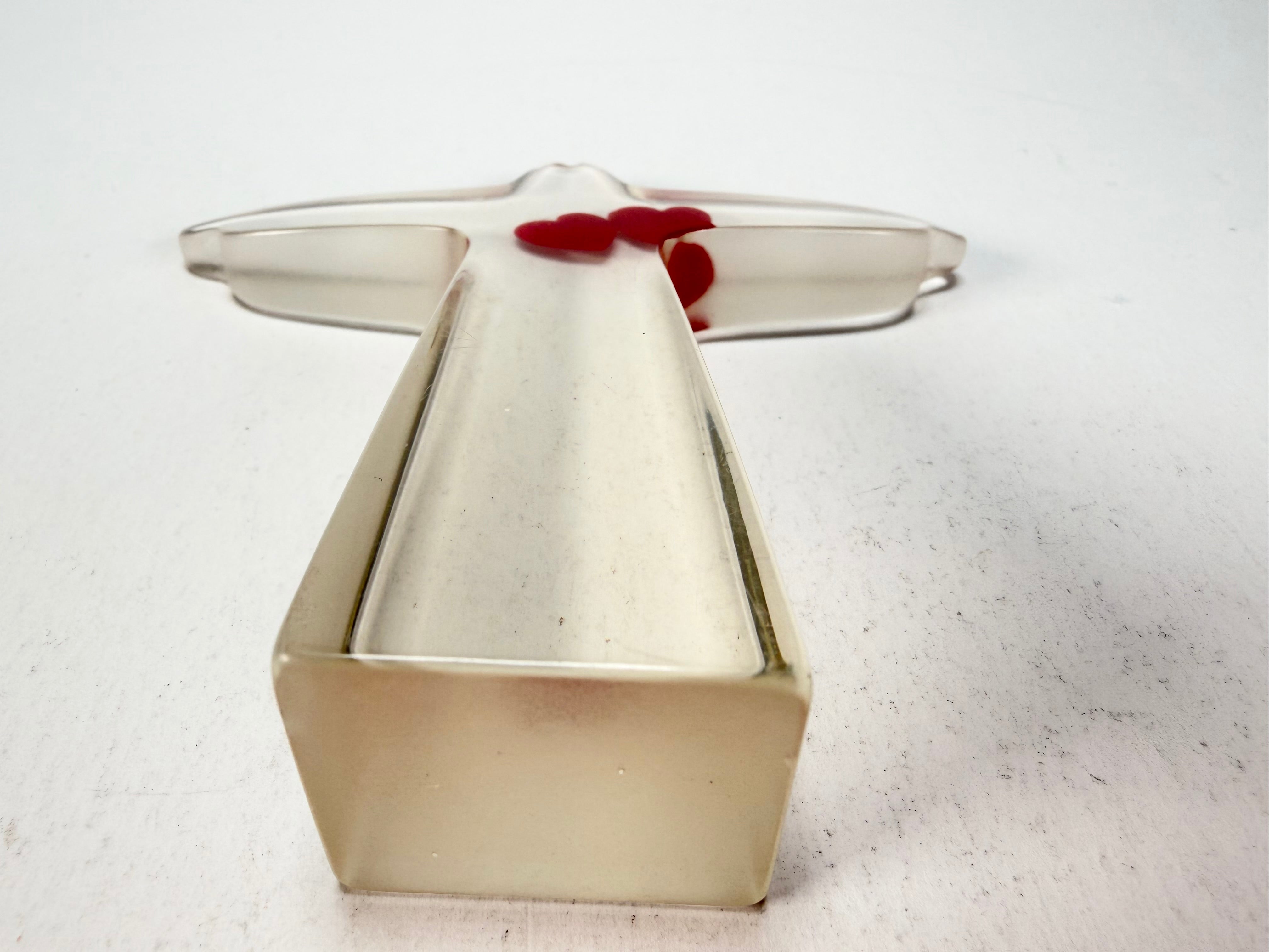 Sobral - Landmark "Cristo" Cristal with Red Heart Small 11cm Statue Ornament ( 000104 )