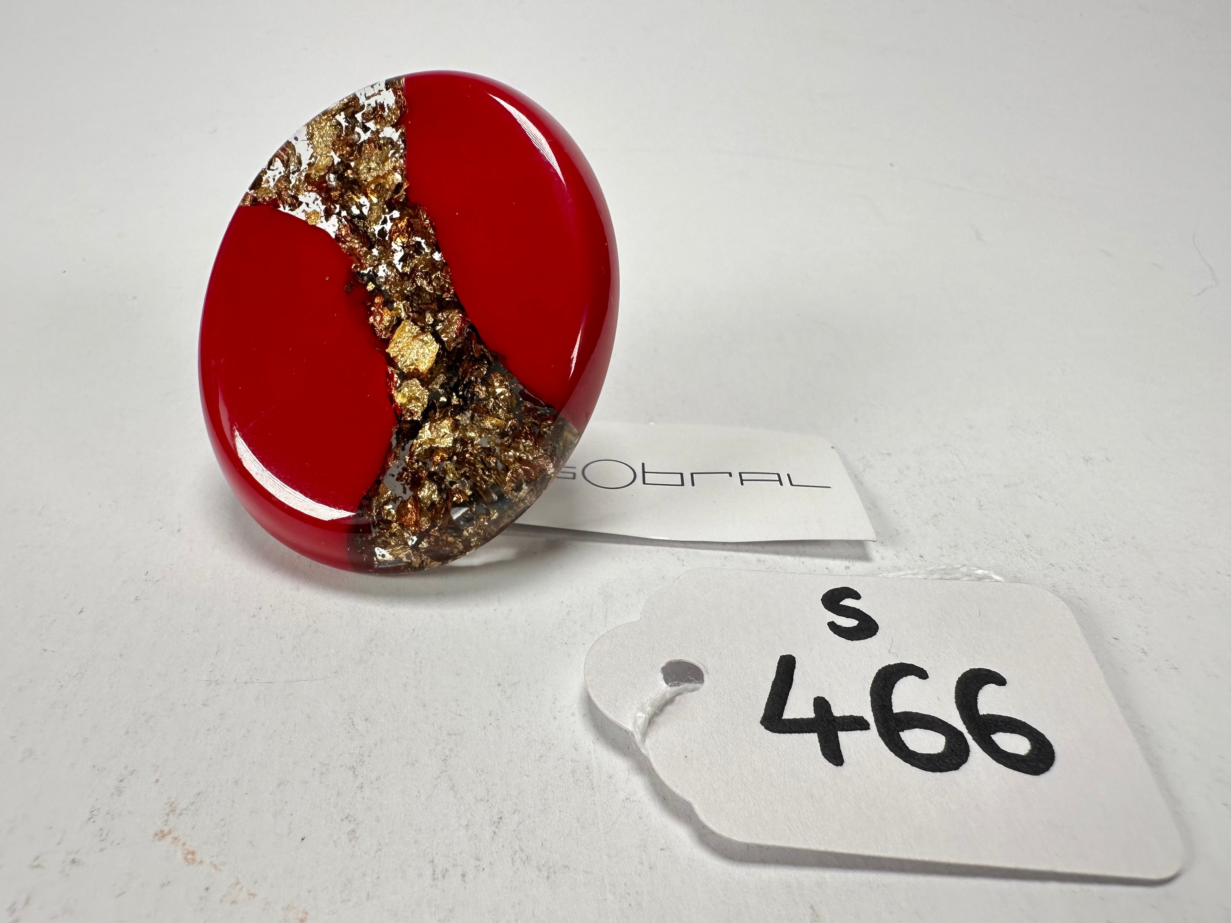Sobral - Metalique "Munique" Orlando Red Resin Ring ( 005145 ) - Size UK O / US 7.5