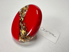 Sobral - Metalique "Munique" Orlando Red Resin Ring ( 005145 ) - Size UK Q  / US 8