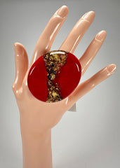 Sobral - Metalique "Munique" Orlando Red Resin Ring ( 005145 ) - Size UK Q  / US 8