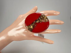 Sobral - Metalique "Munique" Orlando Red Resin Ring ( 005145 ) - Size UK Q  / US 8