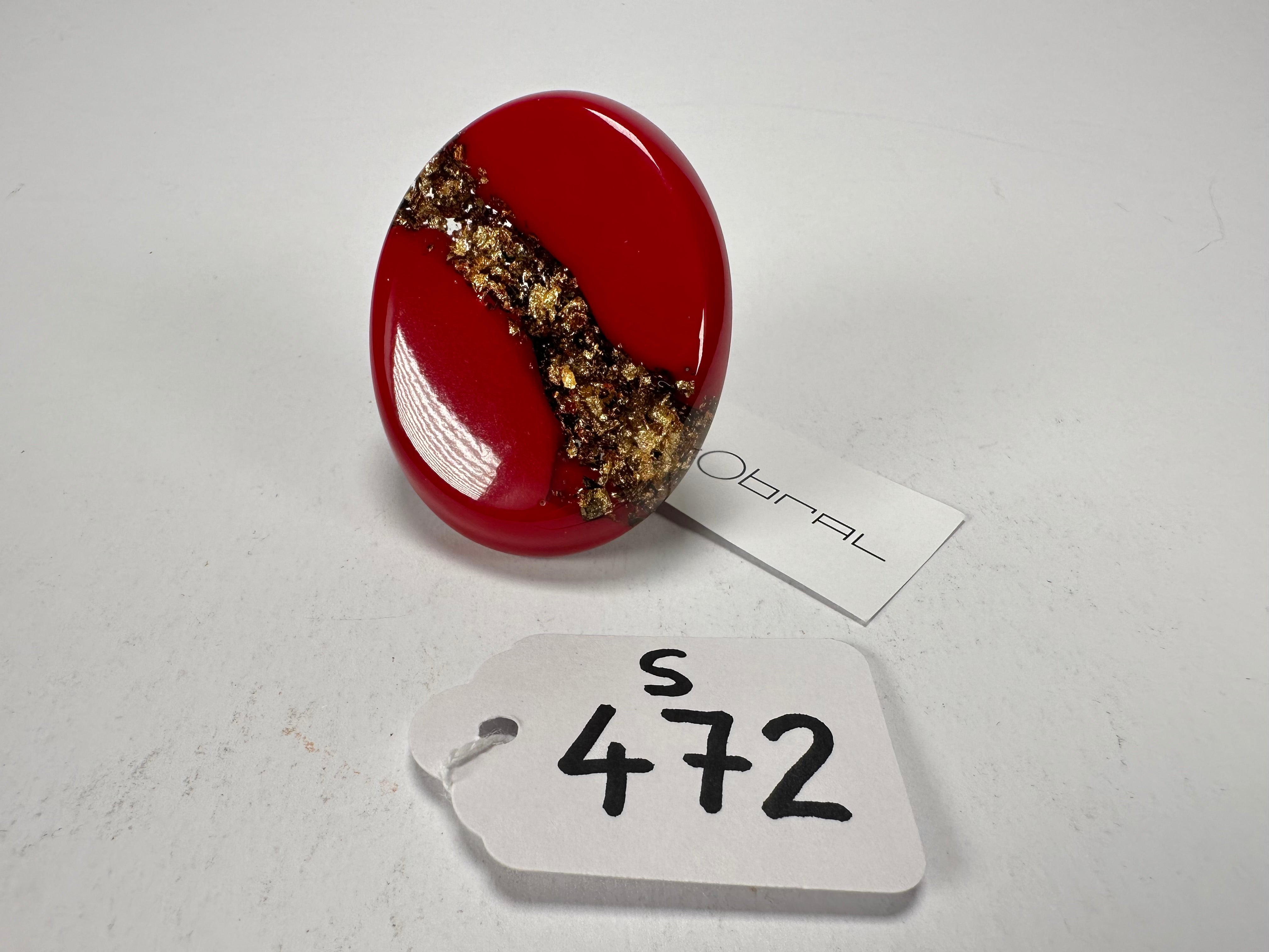 Sobral - Metalique "Munique" Orlando Red Resin Ring ( 005145 ) - Size UK S / US 9