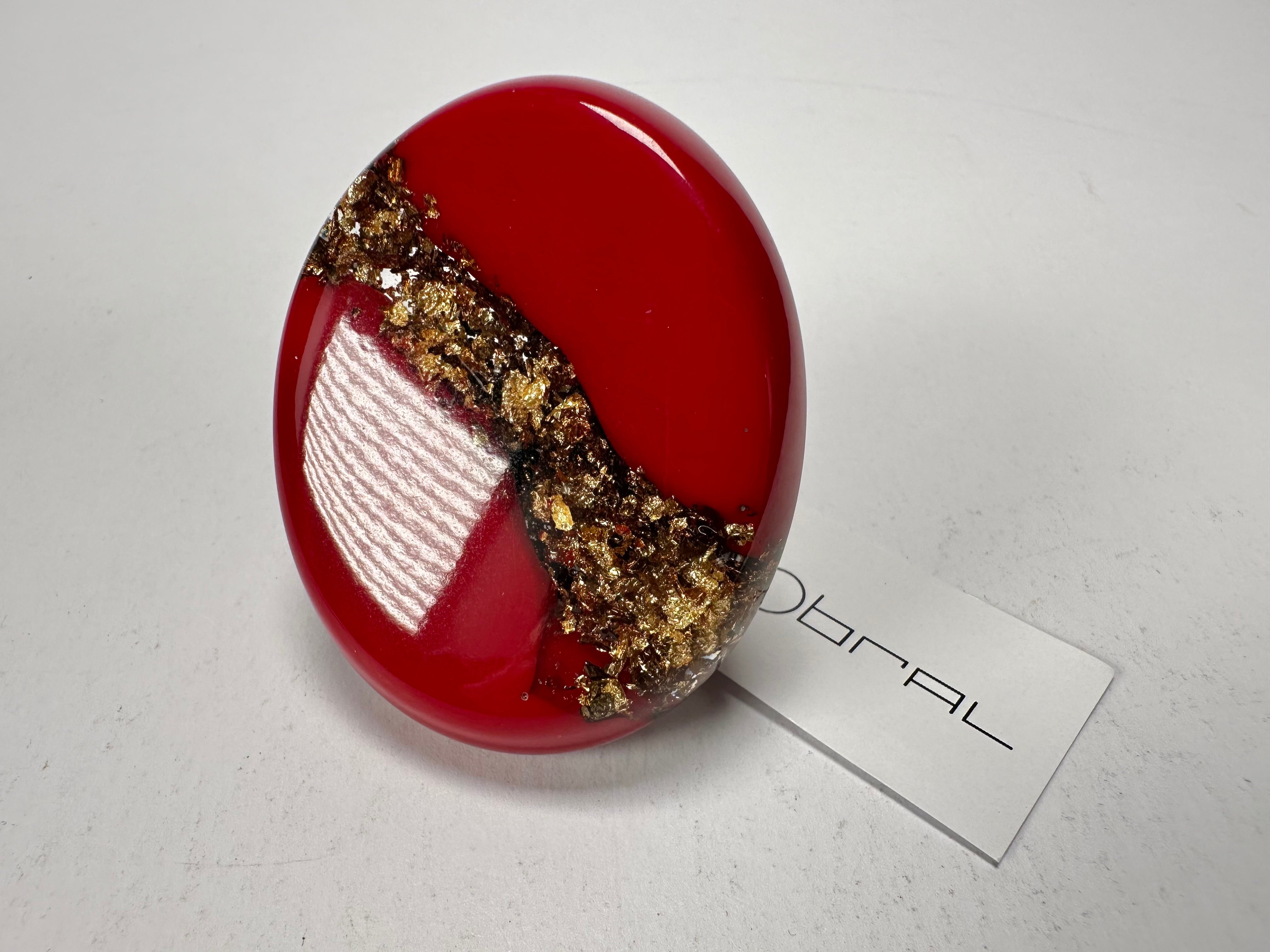 Sobral - Metalique "Munique" Orlando Red Resin Ring ( 005145 ) - Size UK S / US 9