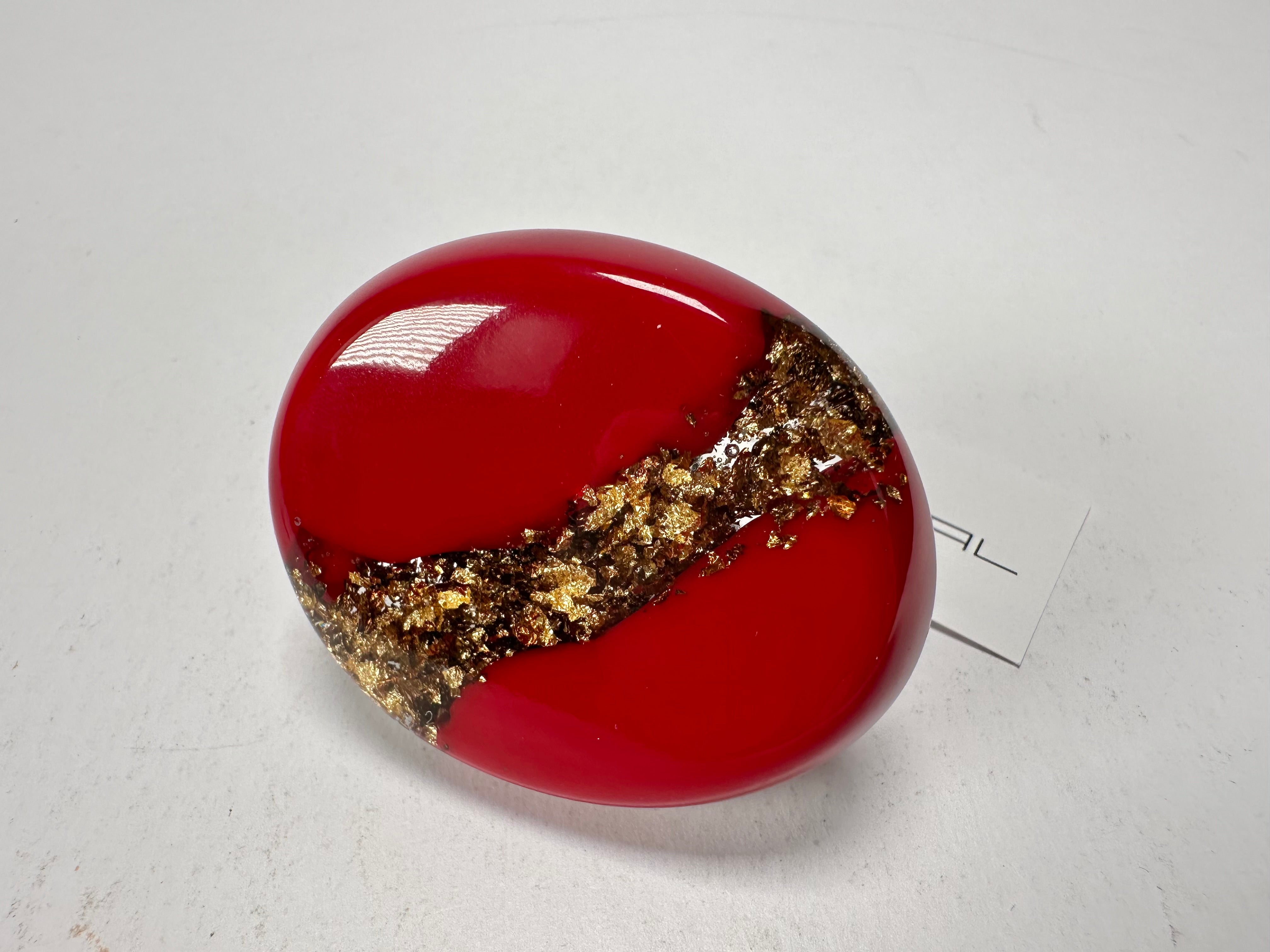 Sobral - Metalique "Munique" Orlando Red Resin Ring ( 005145 ) - Size UK S / US 9