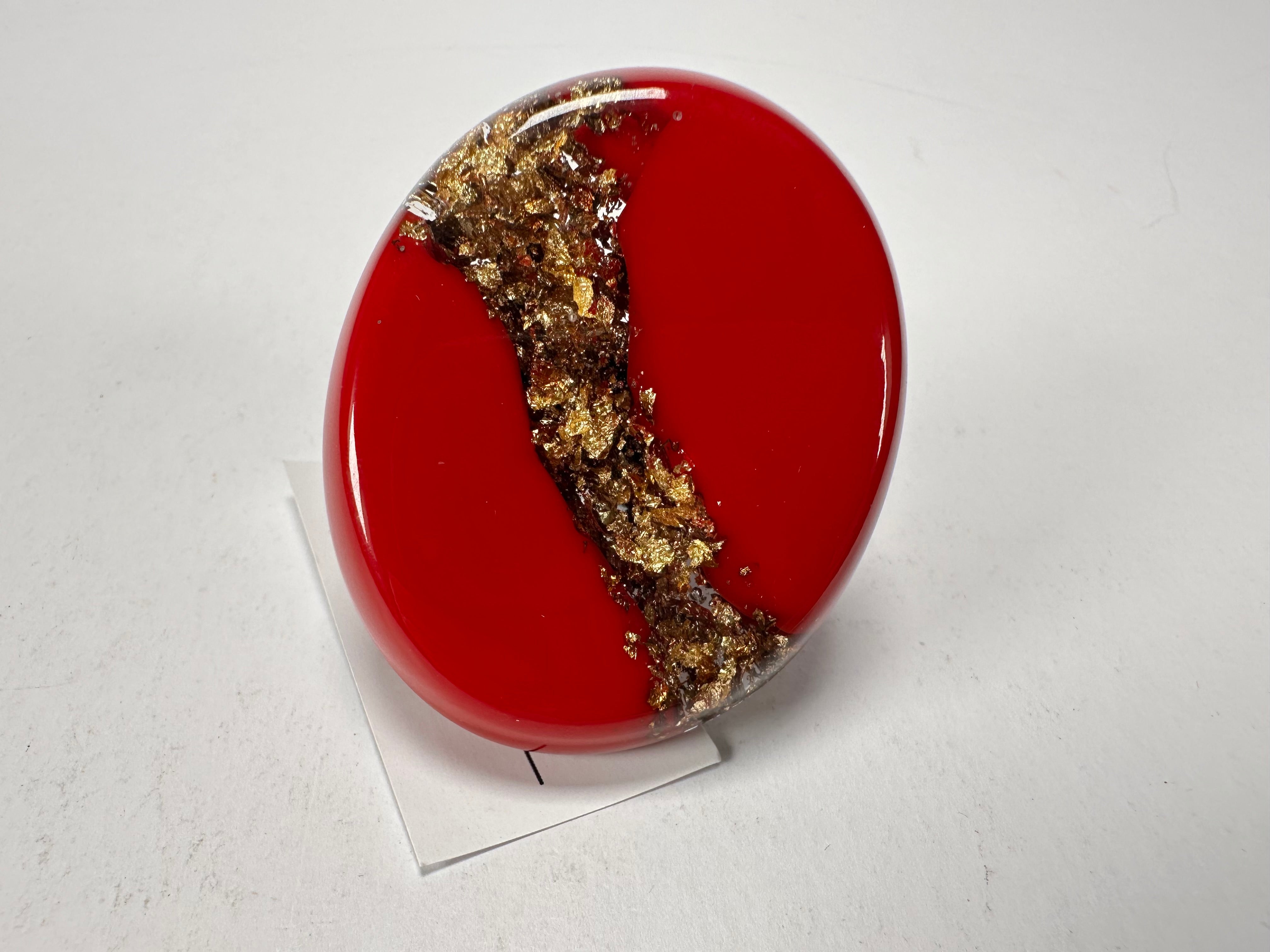 Sobral - Metalique "Munique" Orlando Red Resin Ring ( 005145 ) - Size UK S / US 9