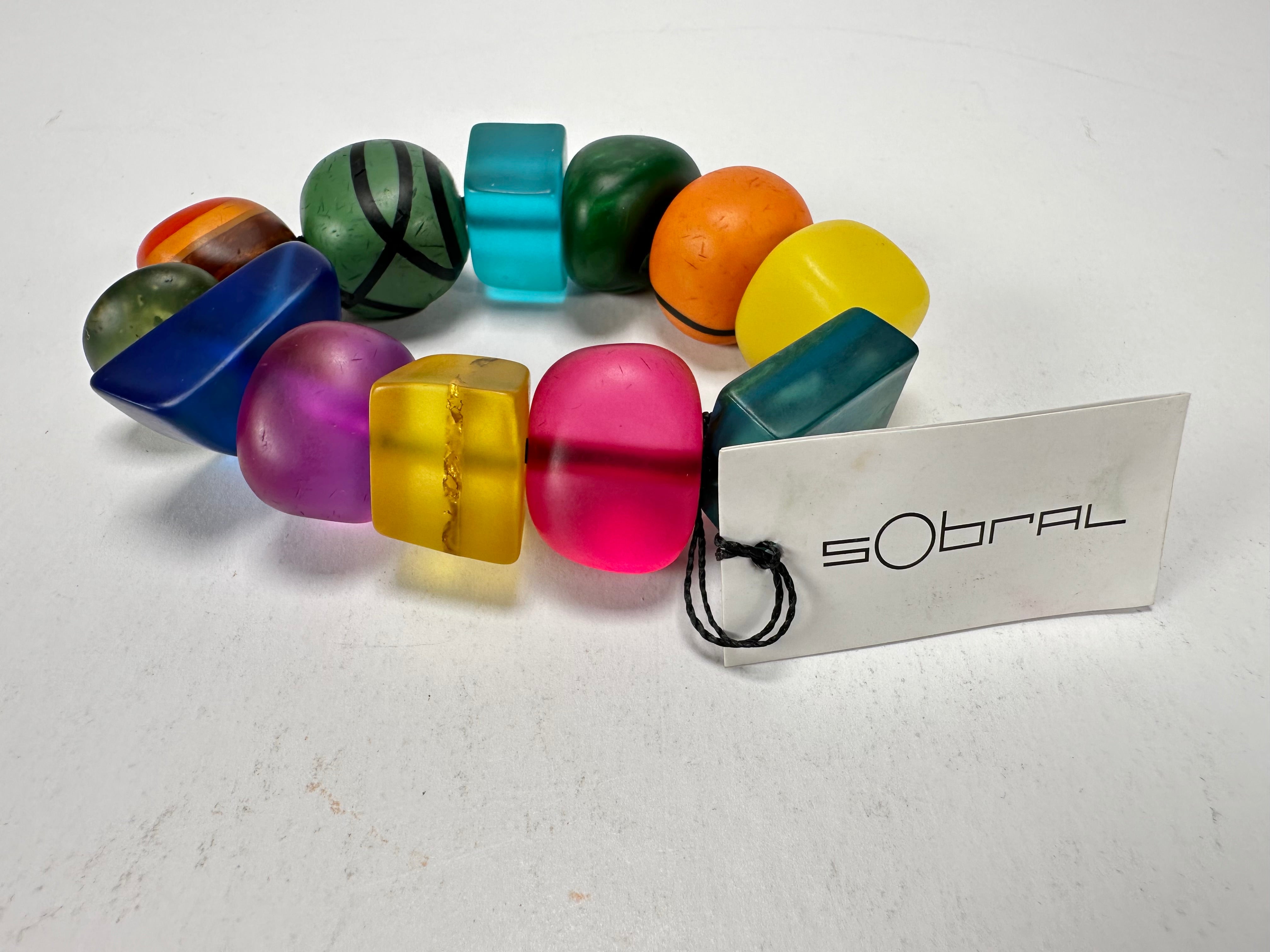 Sobral - Multi-Colour "Indiana" Mix Multicor Elasticated Resin Bracelet ( 000210 )