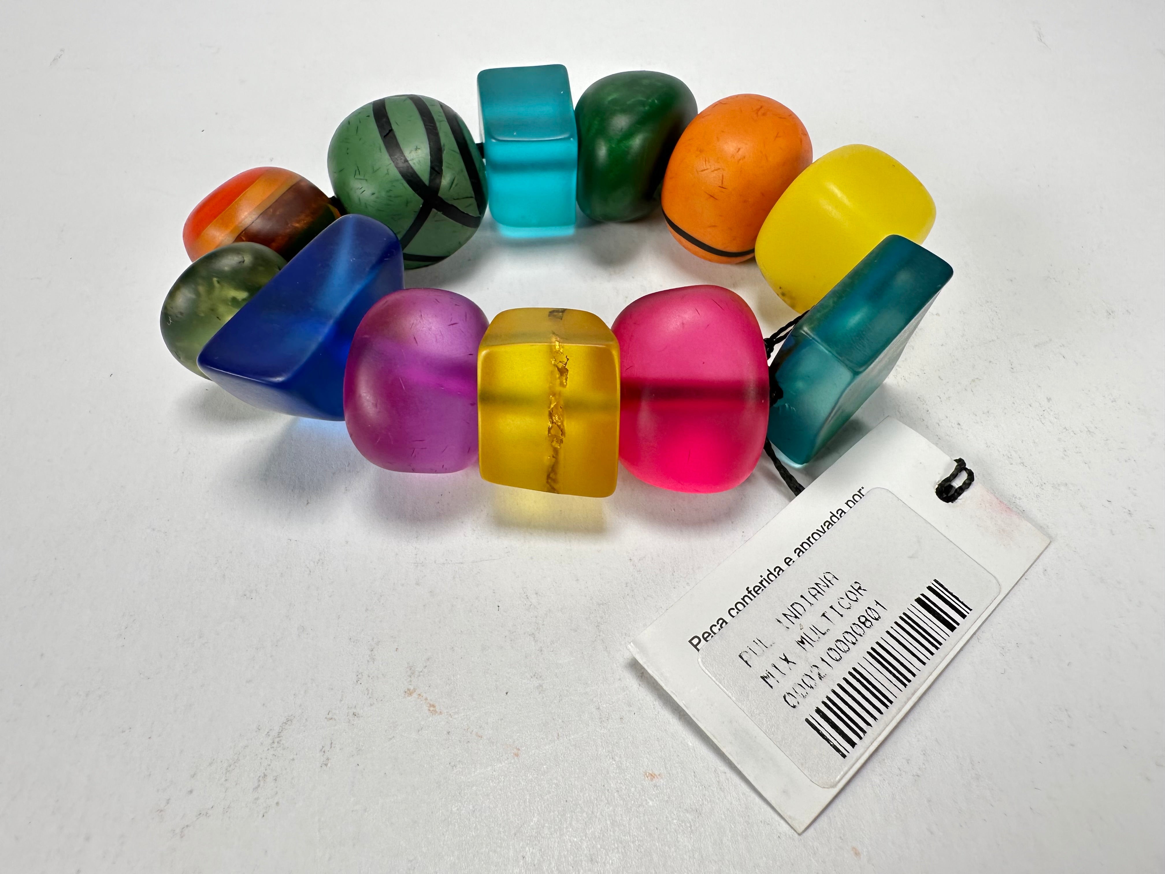 Sobral - Multi-Colour "Indiana" Mix Multicor Elasticated Resin Bracelet ( 000210 )